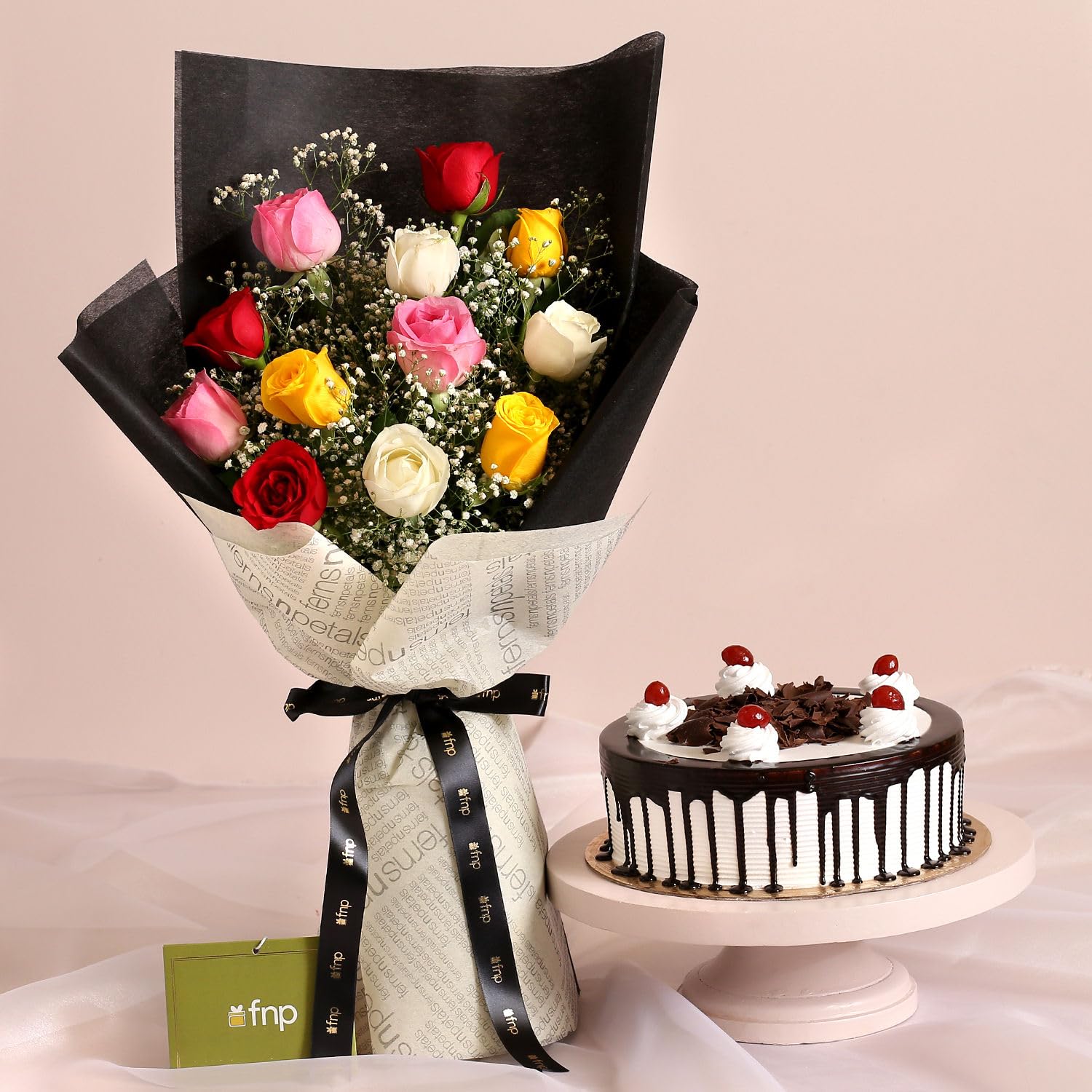 Fnp Young Love Colourful Bouquet Black Forest Cake-picture-27