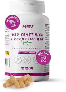 HSN Levadura de Arroz Rojo (5% Monacolinas) + Coenzima Q10 | 120 Cápsulas Vegetales | Contenido asegurado Monacolina K | Libre de citrinina y otras mi