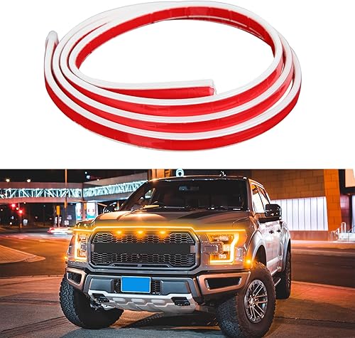 Miniatura 10 de DREAMIZER Tira de luz LED de 94" RGB para capó de coche, tira de luz LED multicolor exterior, luces LED dinámicas impermeables y flexibles