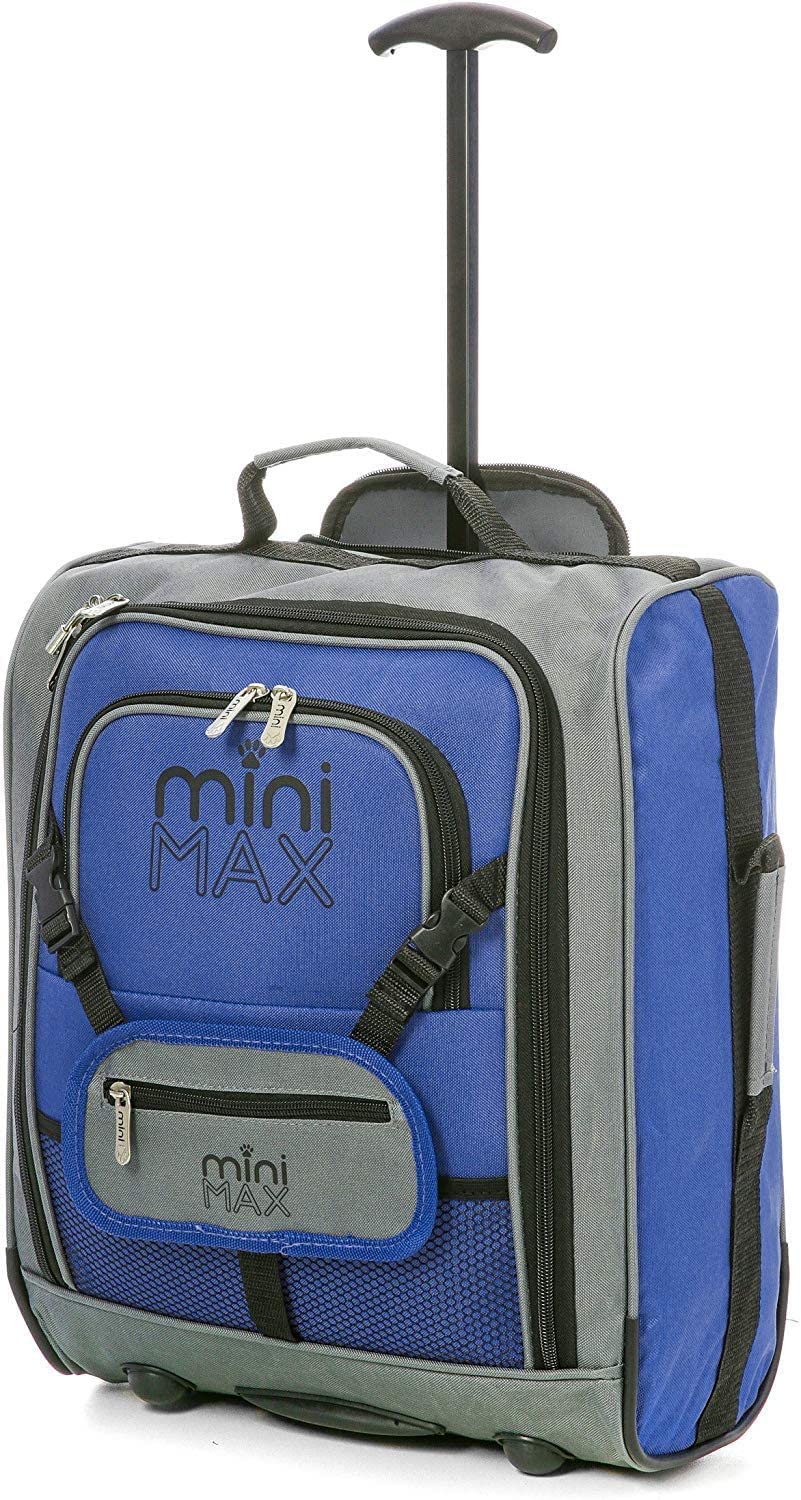 Aerolite MiniMAX Walizka dziecięca EasyJet 45 x 36 x 20 rozmiar maksymalny ręczny wózek 30 l pod siedzeniem wózek dziecięcy plecak na bagaż podręczny z 2 letnią , Niebieska, S, bagaż