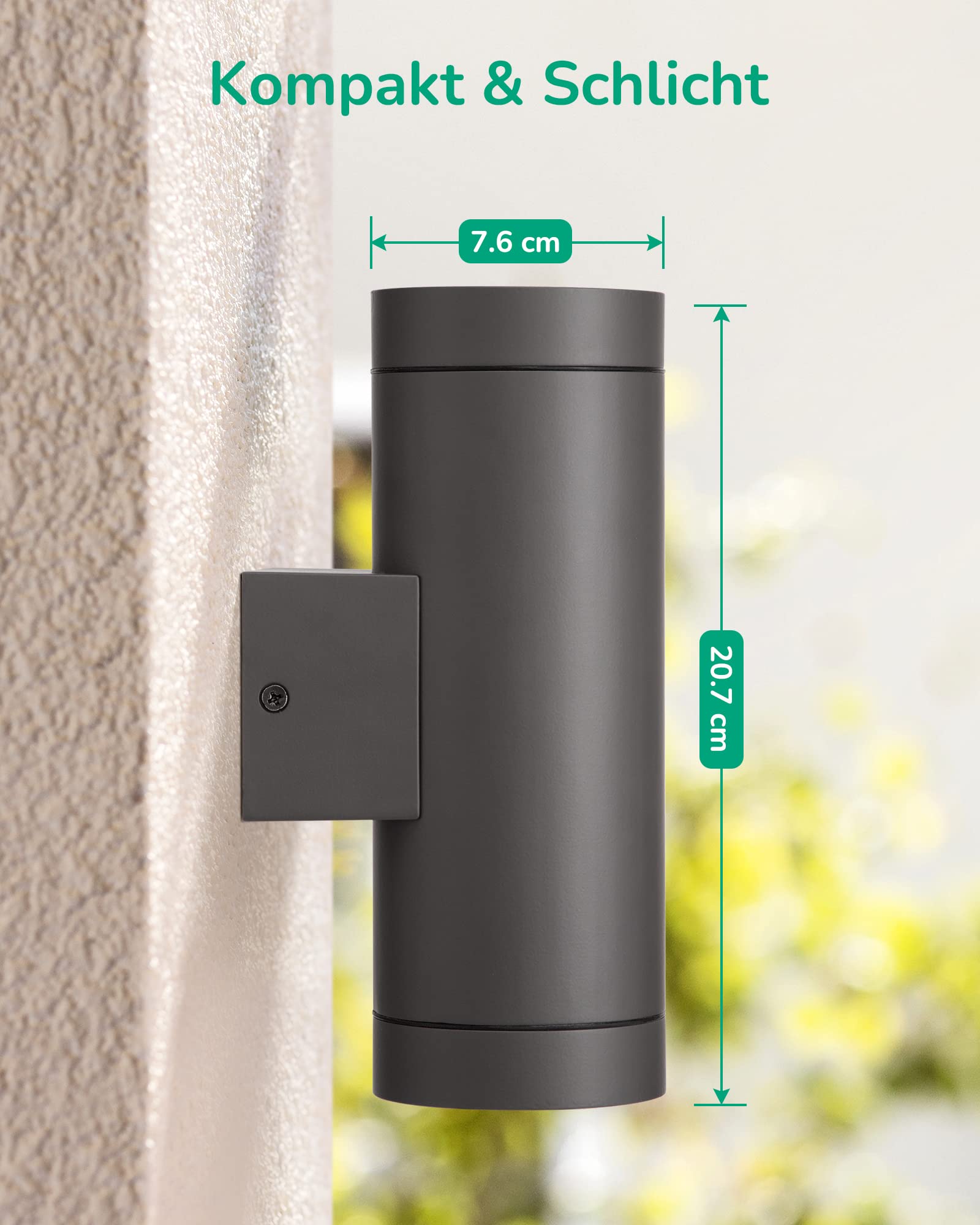 EDISHINE Up and Down Aussenleuchte, Anthrazite Wandleuchte Aussen 2er, IP44 Wasserdichte Wandlampe, Aussenbeleuchtung Hauswand, Terrassenbeleuchtung, Balkon Lampe, Modern, ohne Leuchtmittel