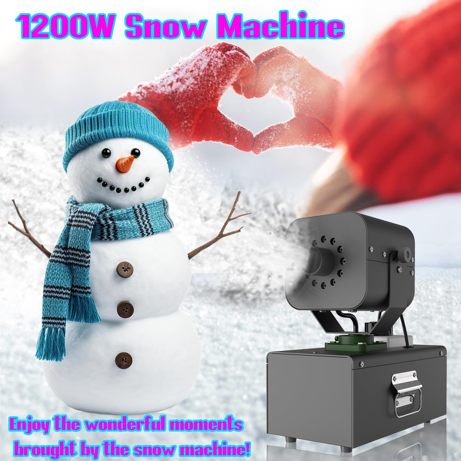 Schneemaschine 1200W, automatische 90° Oszillation | einstellbare Schneemenge & Flockengröße | für Außenbereich, Weihnachten, Hochzeiten, Partys, Bühnen | Schneefallmaschine