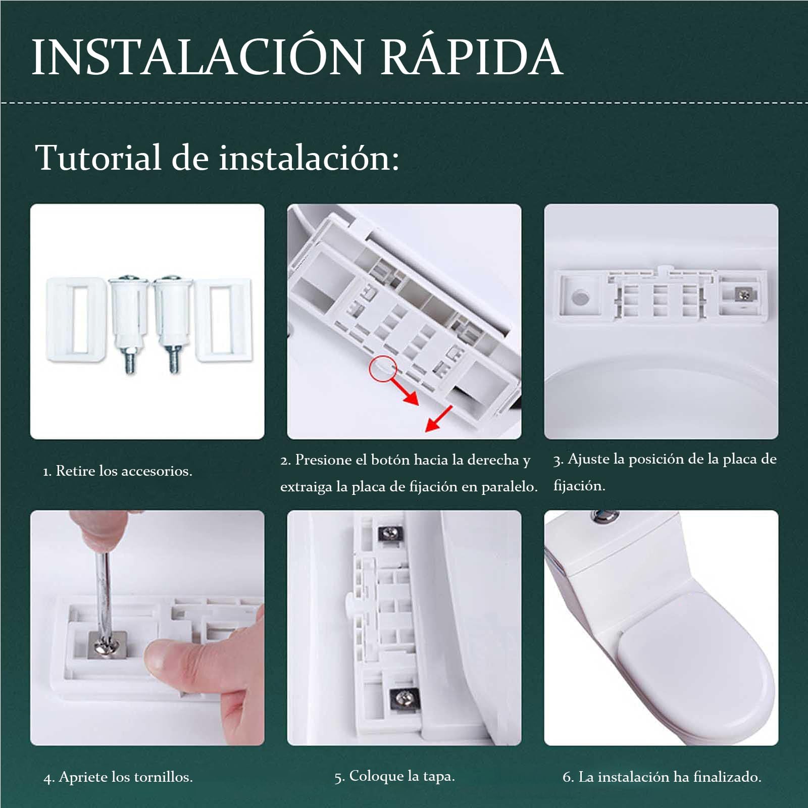 Sedile WC a Forma di O con Chiusura Ammortizzata, Copriwater Universali, Tavoletta WC in PP Materiale Infrangibile, Facile da Montare, Coperchio WC Sgancio Rapido, Bianco, 44x39cm