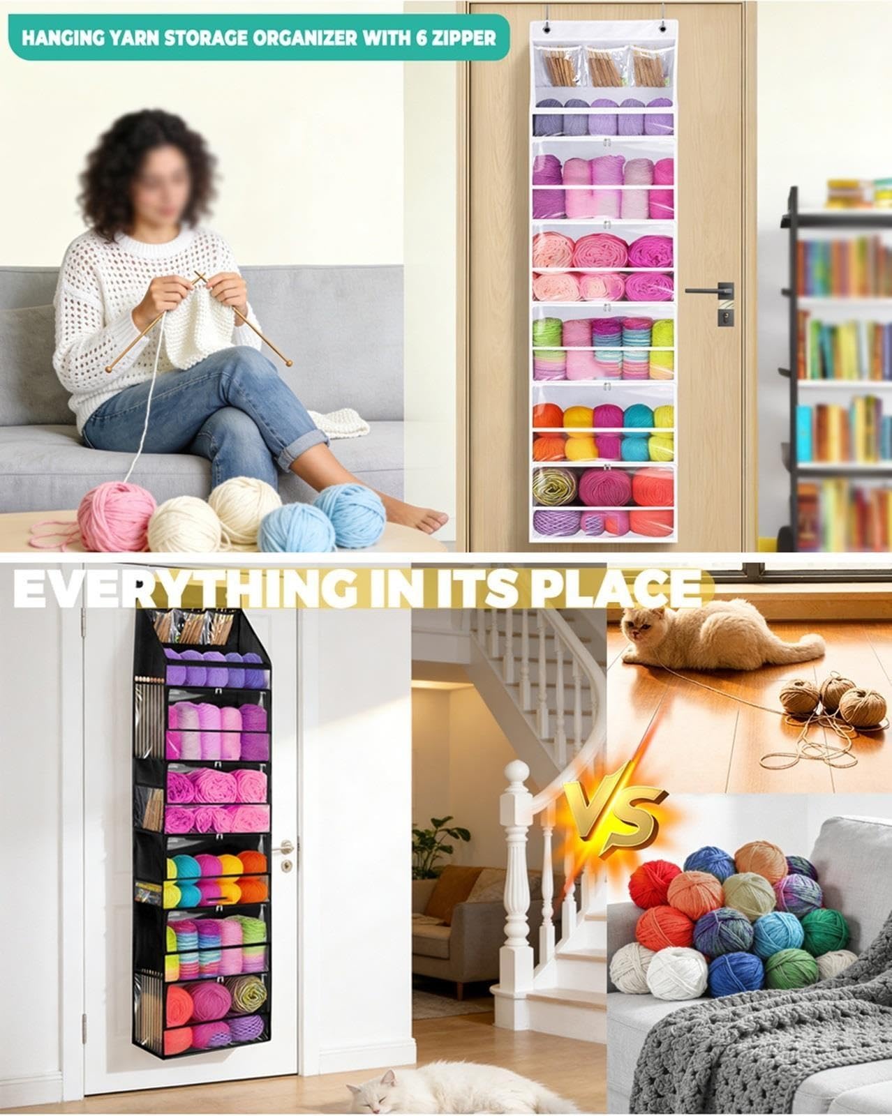 Over The Door Crochet, Hanging Yarn Storage Organizer