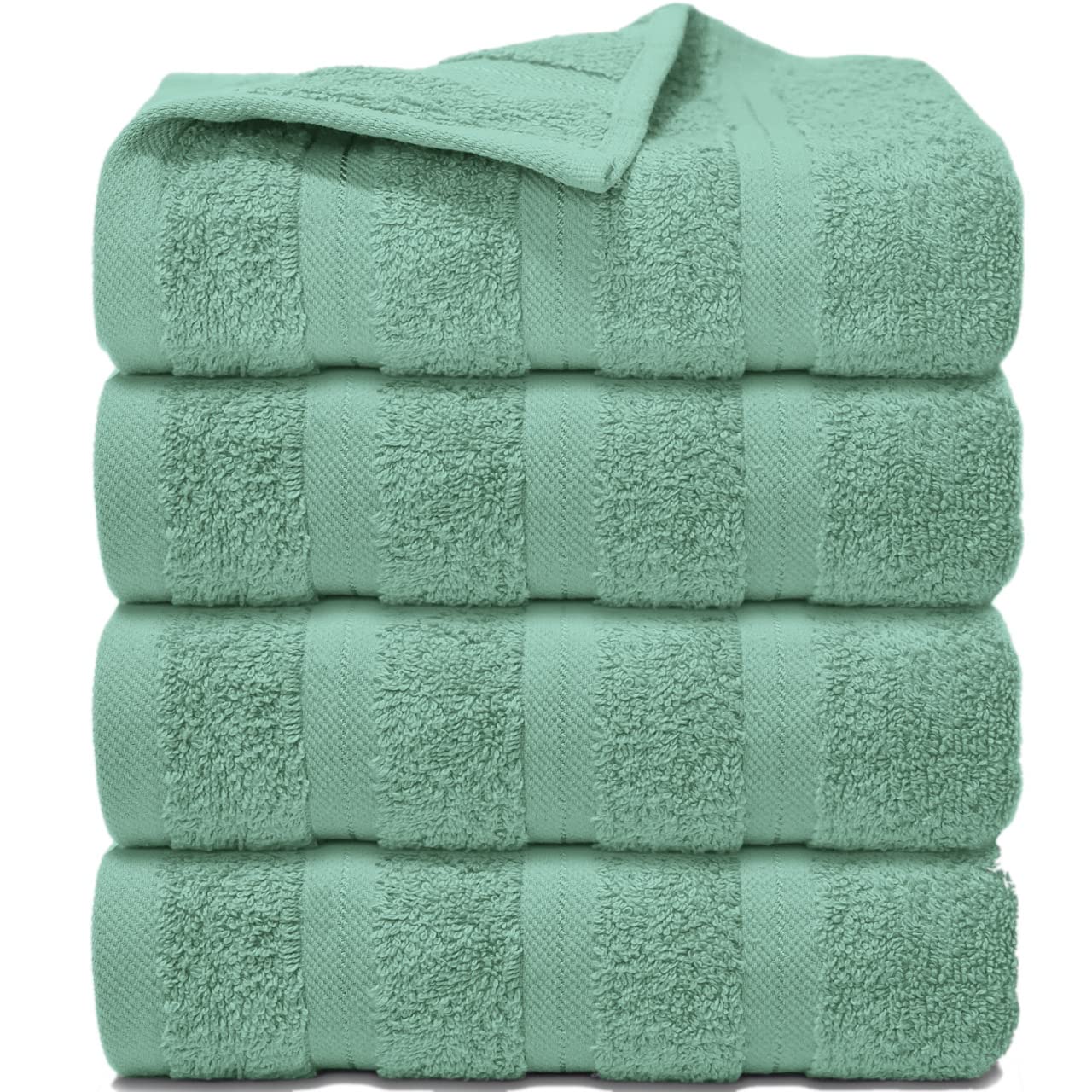 ZZZMRH Premium Quality 4 Sea Foam Hand Towels - 100% Combed Cotton, 650 GSM, Super Soft (50x90 cm) for Gym, Spa & Pool