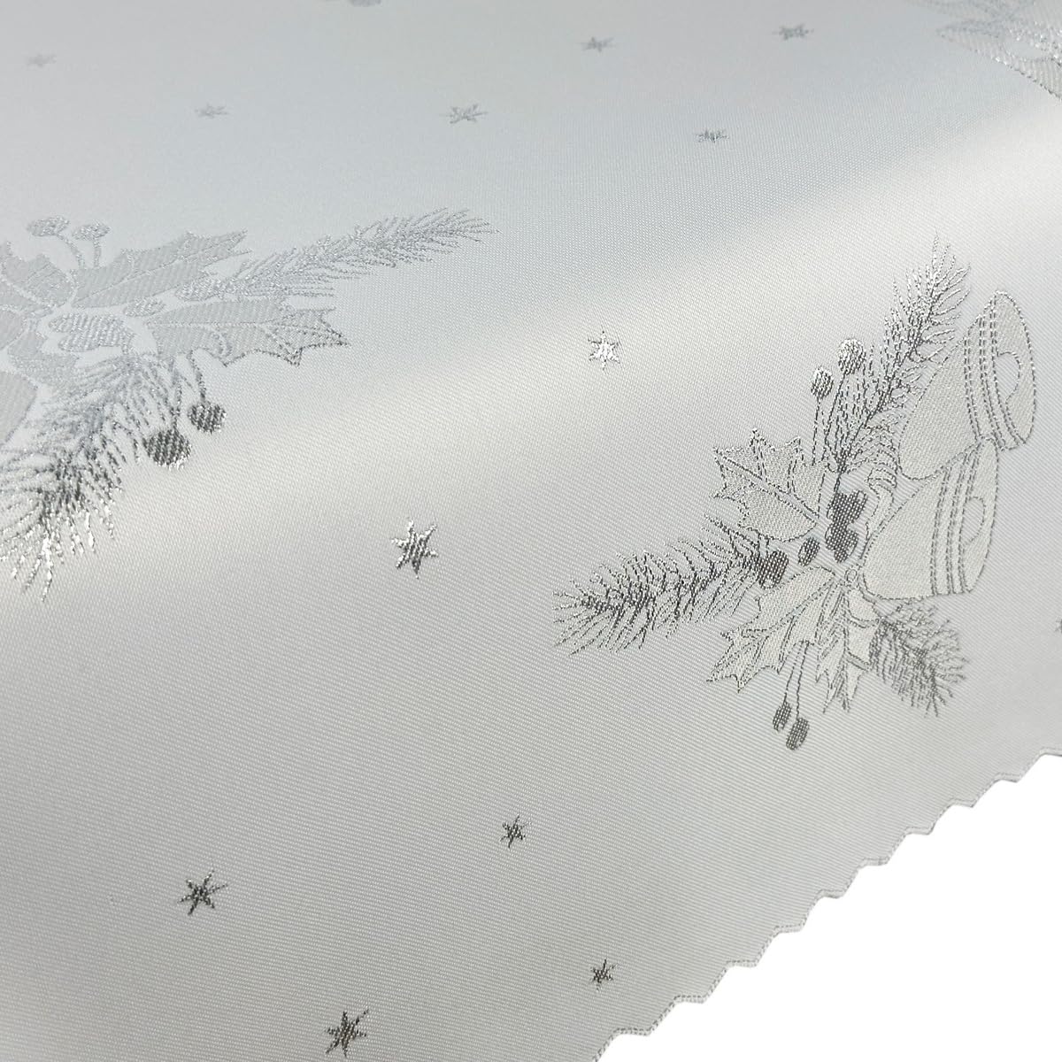 Tovaglia natalizia oro bianco campane natalizie - double face e antimacchia - (Z-3604) 160 x 240 cm