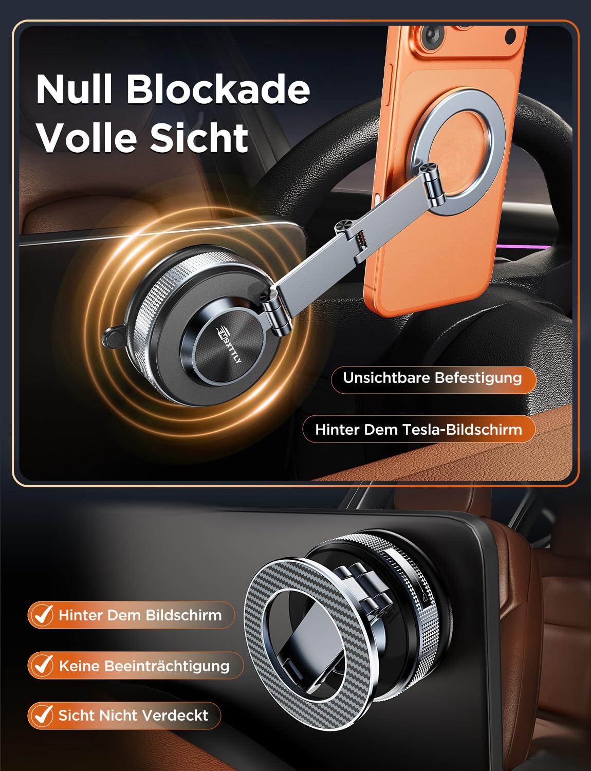 MSXTTLY Handyhalterung Auto–Vmag S3 2026 Magnetische Handyhalterung Auto mit Metall-Dual-Fold-Arm & Erweiterter Reichweite, Kompatibel mit iPhone 17 Pro Max,16-12 & Android (mit Magnetring) Schwarz