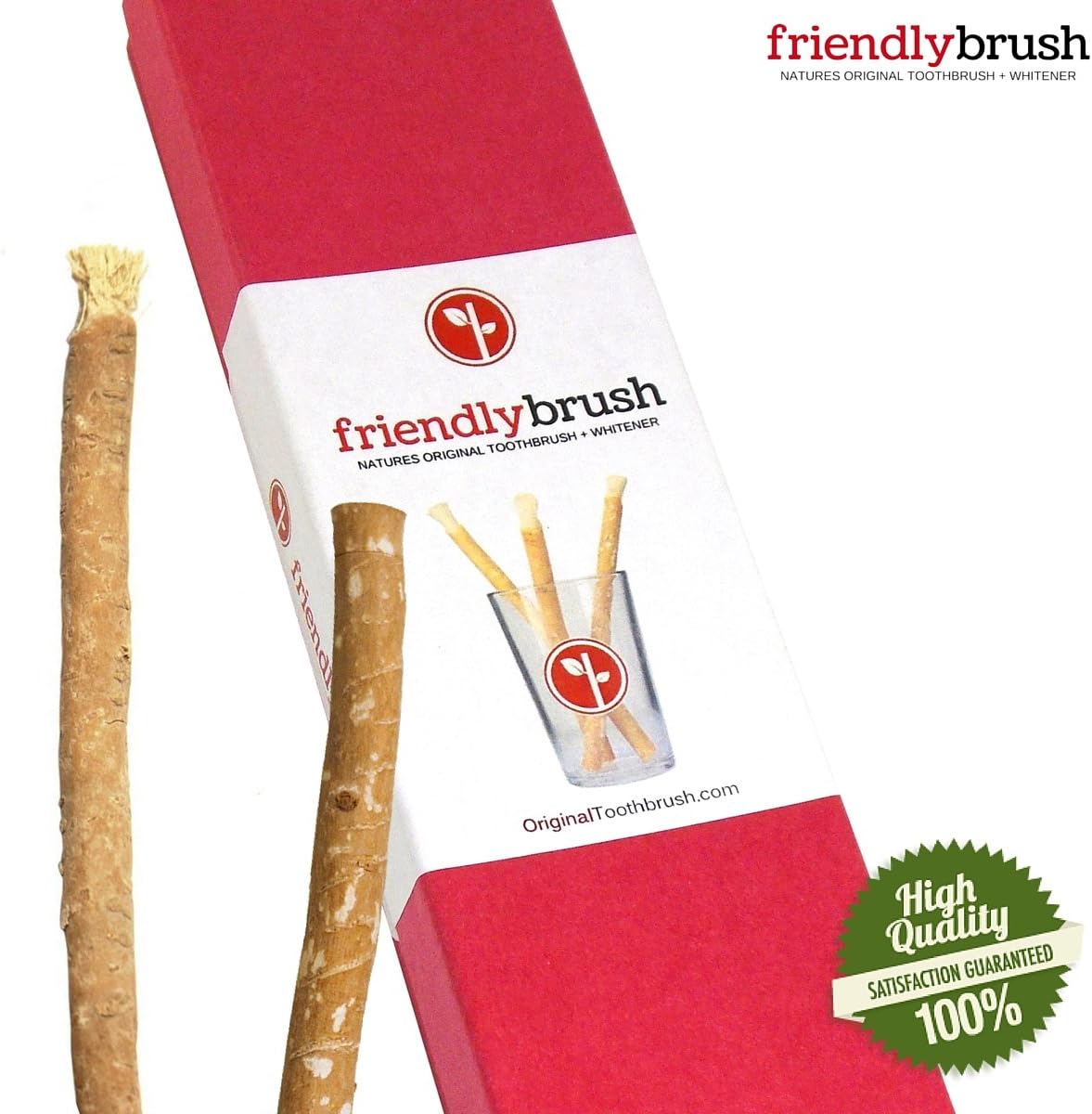 Original Miswak Tooth Whitening Kit/ Toothbrush by Friendly Brush. Simply the best ALL Natural Organic Alternative Toothbrush & Whitening System. Guaranteed (3 Sticks/ 3 Month Kit)