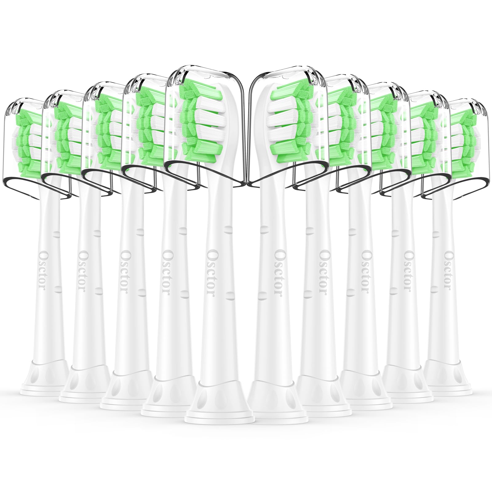 Compatible con cabezales de repuesto Sonicare, cabezales de cepillo de dientes de repuesto compatibles con Philips Sonicare, cabezales de cepillo de dientes eléctricos Click on, paquete de 10, | Cabezales de cepillo de repuesto compatibles con cepillo de