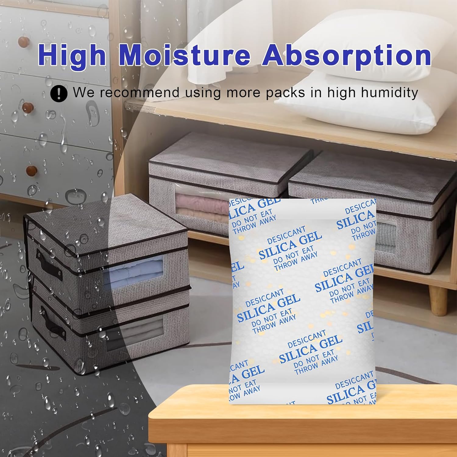 Desiccant Packs for Storage, 75 Packs 20 Gram Silica Gel Packets for Moisture Control, Food Grade Moisture Absorbers with Color Indicating, Desiccant Packs for Foods, Electronics, Jewelry, Safe