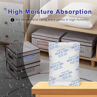 Desiccant Packs for Storage, 75 Packs 20 Gram Silica Gel Packets, Food Grade Moisture Absorbers with Color Indicating, Desiccant Packs for Foods, Electronics, Jewelry, Safe