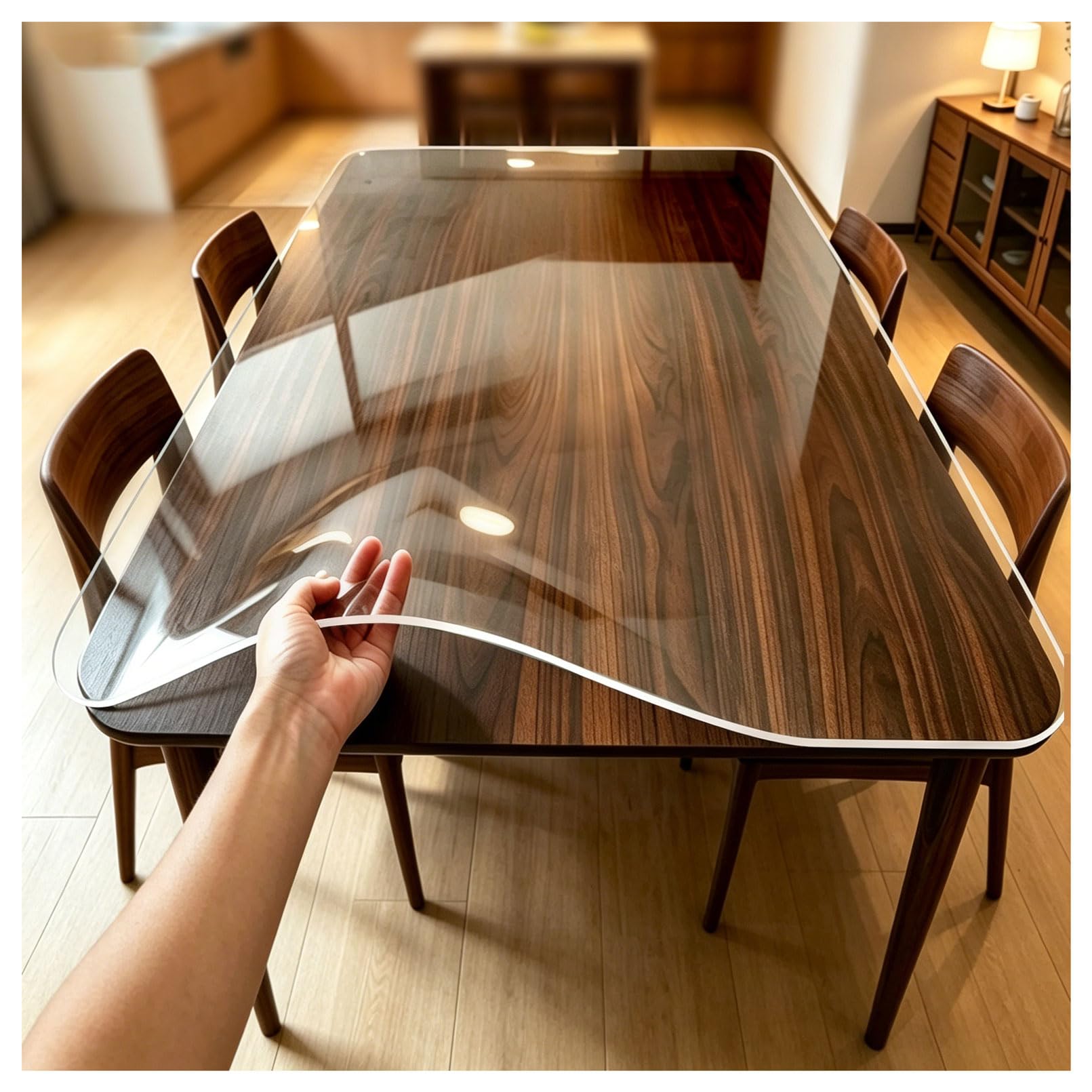 Nappe transparente haute qualité 3 mm d'épaisseur bâche de table premium 165x340cm
