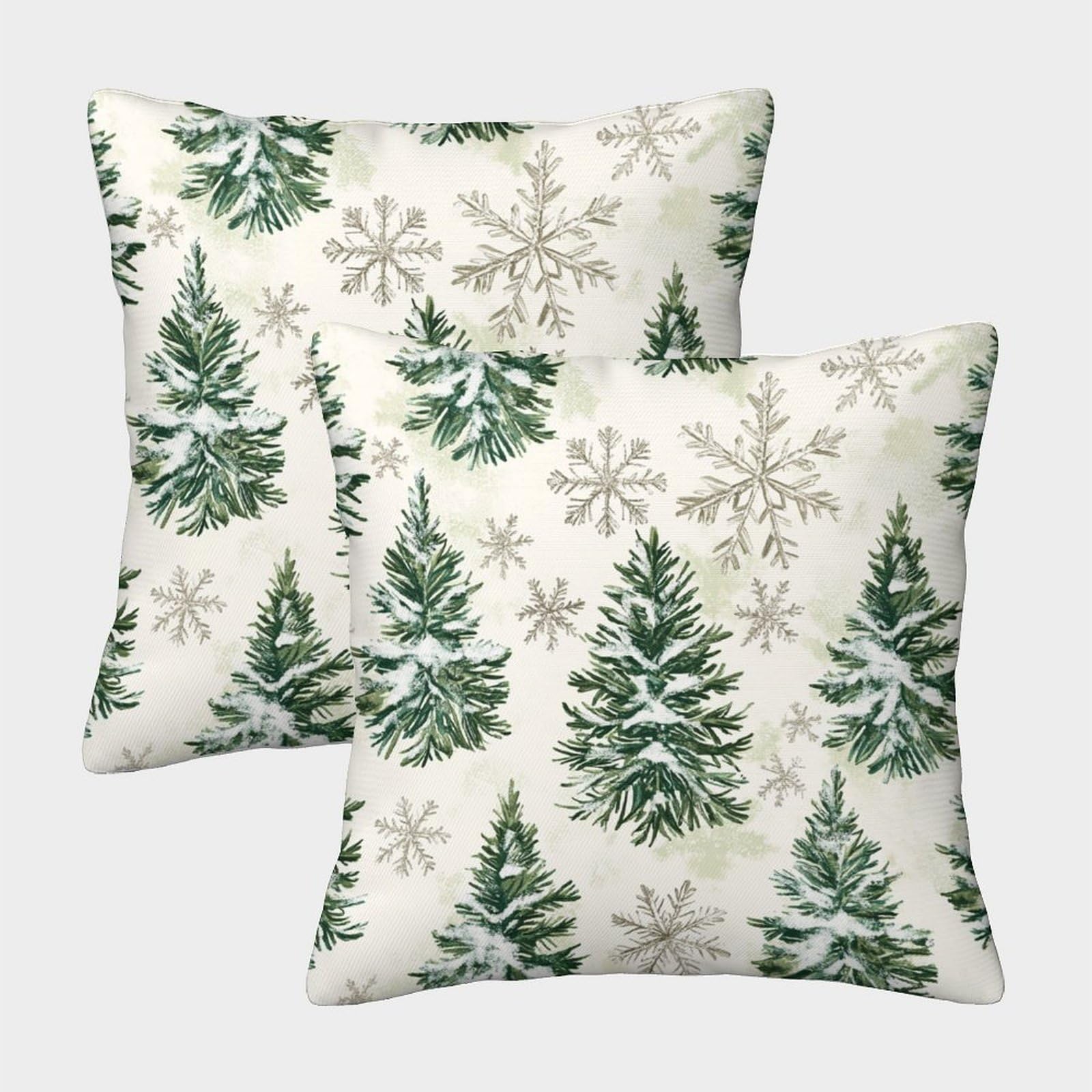 kaiyun 2 Pack Holiday Theme - Snowflakes And Evergreens Pillow Case Home Decoration Sofa Cushion Cover 50x50cm