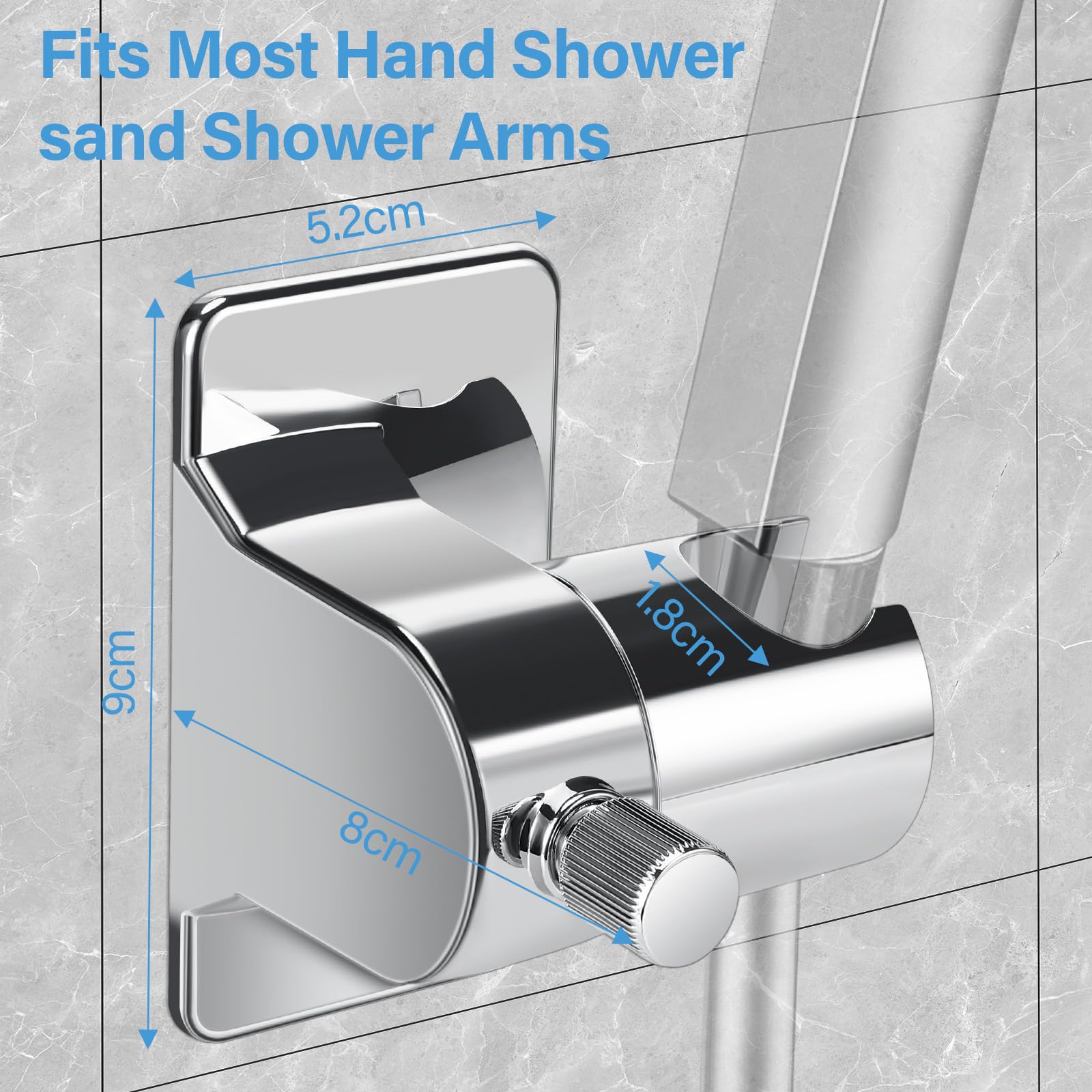 Supporto Doccia Ad Angolo Regolabile Ibergrif - Staffa Adesiva Senza Forare, Per Soffione - Foto 13