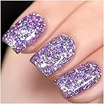 GAOY Glitter Gel Nail Polish, 16ml Lavender Purple Sparkly Gel Polish, Diamond Shiny Glitter Soak Off UV Light Cure for Nail Art, 1116 Lavender Fields