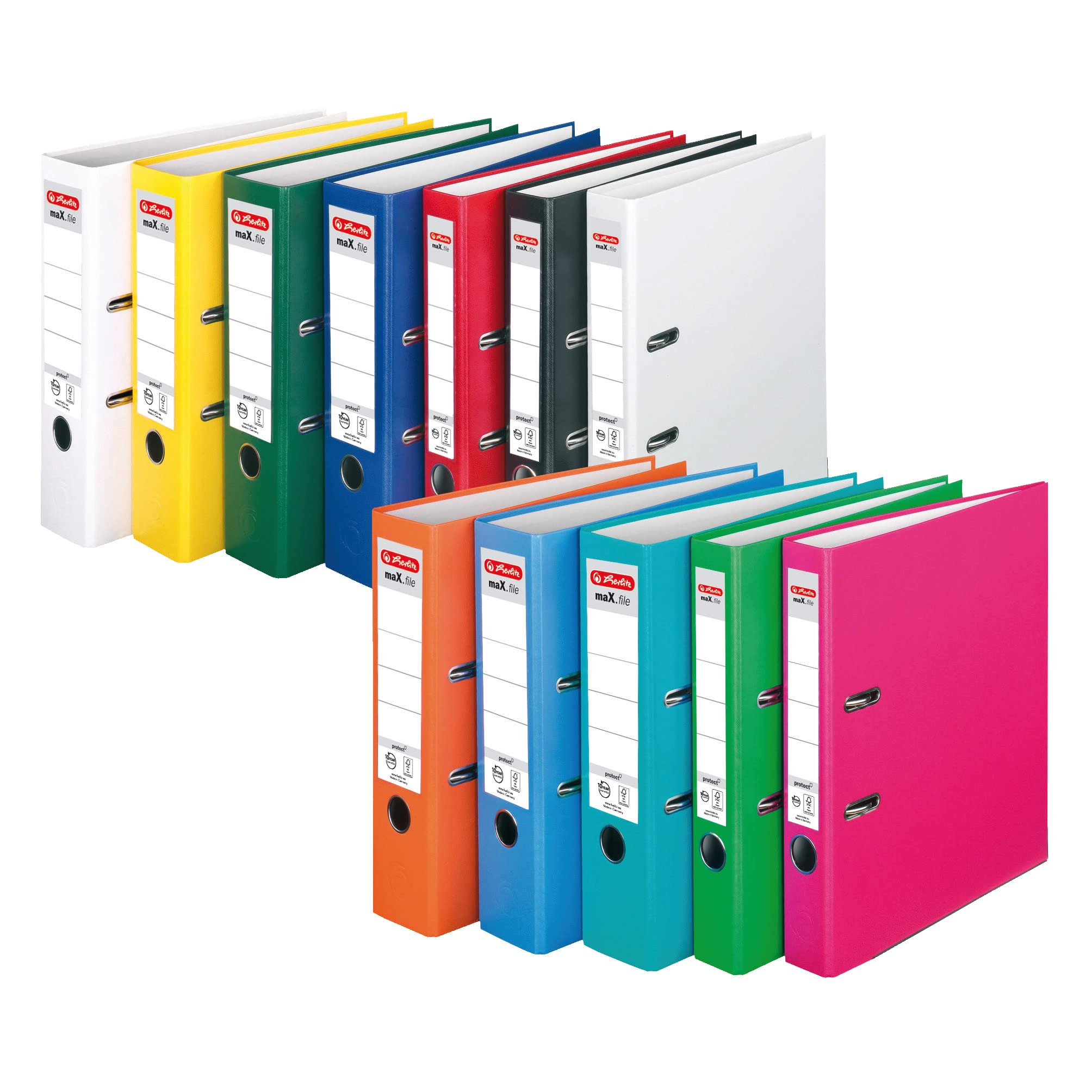 Herlitz Ordner maX.file protect A4 8cm PP-Kunststoffbezug/Papier hellgr.besch. (schwarz, 8cm | 20er Pack)