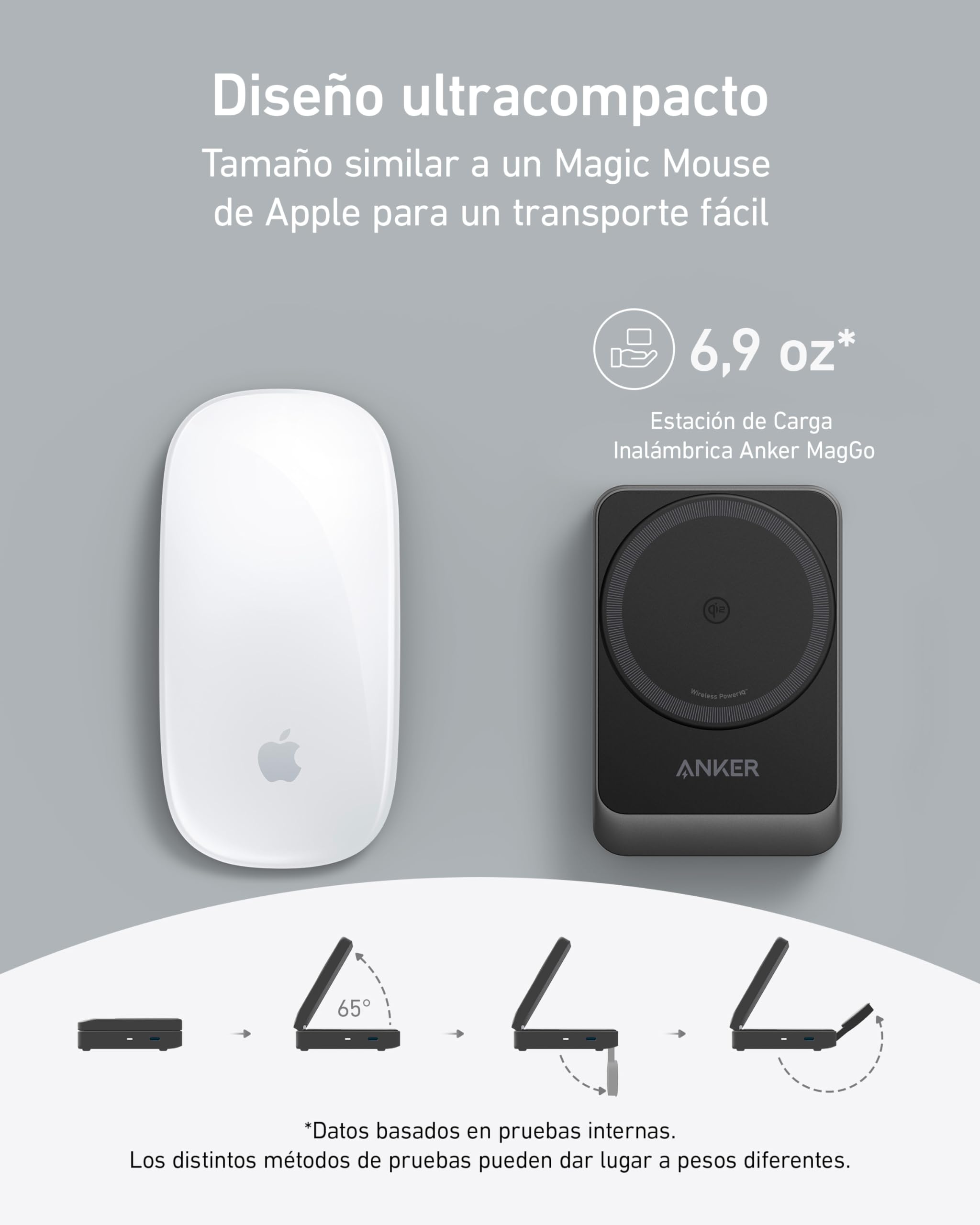 Anker MagGo Cargador Inalámbrico iPhone 3 en 1 con MagSafe 15W, Cargador Magsafe Soporte de Carga Certificado Qi2, iPhone 16/15/14/13 Series, AirPods, Apple Watch 9 (Enchufe Incluido)