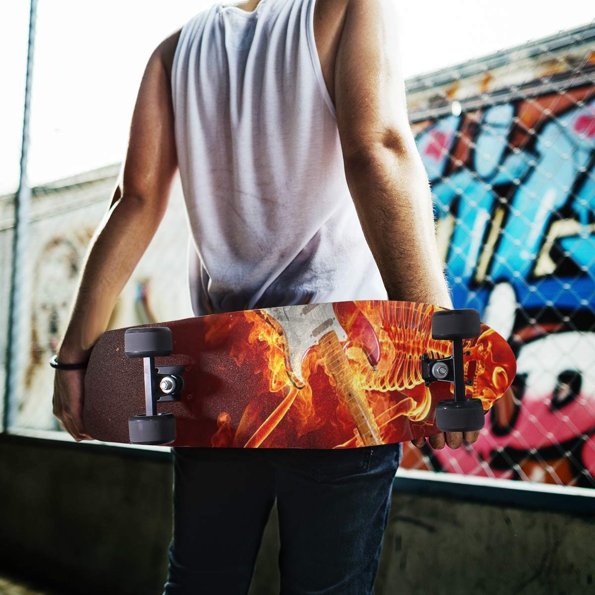 Skateboard Griptape Mit Feuer-Schädel-Muster – 84 X 23 Cm, Selbstklebend, Rutschfest – Für Longboard & Skateboard Skateboard Griptape Mit Feuer-Schädel-Muster – 84 X 23 Cm, Selbstklebend, Rutschfest – Für Longboard & Skateboard