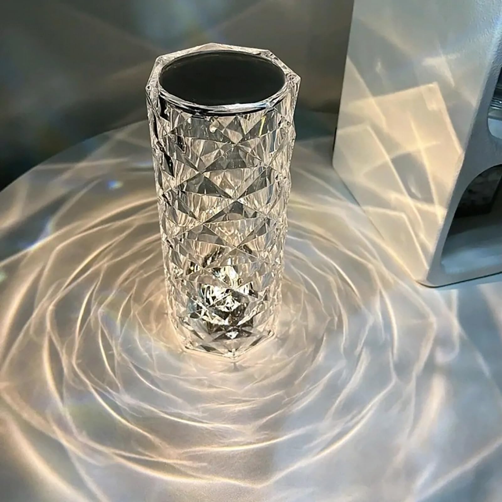 Lámpara de mesa LED de cristal, moderna lámpara táctil para mesita de noche, 2000 mAh, 16 colores, 4 modos, lámpara de cristal rosa con mando a distancia, luz nocturna RGB que cambia de color