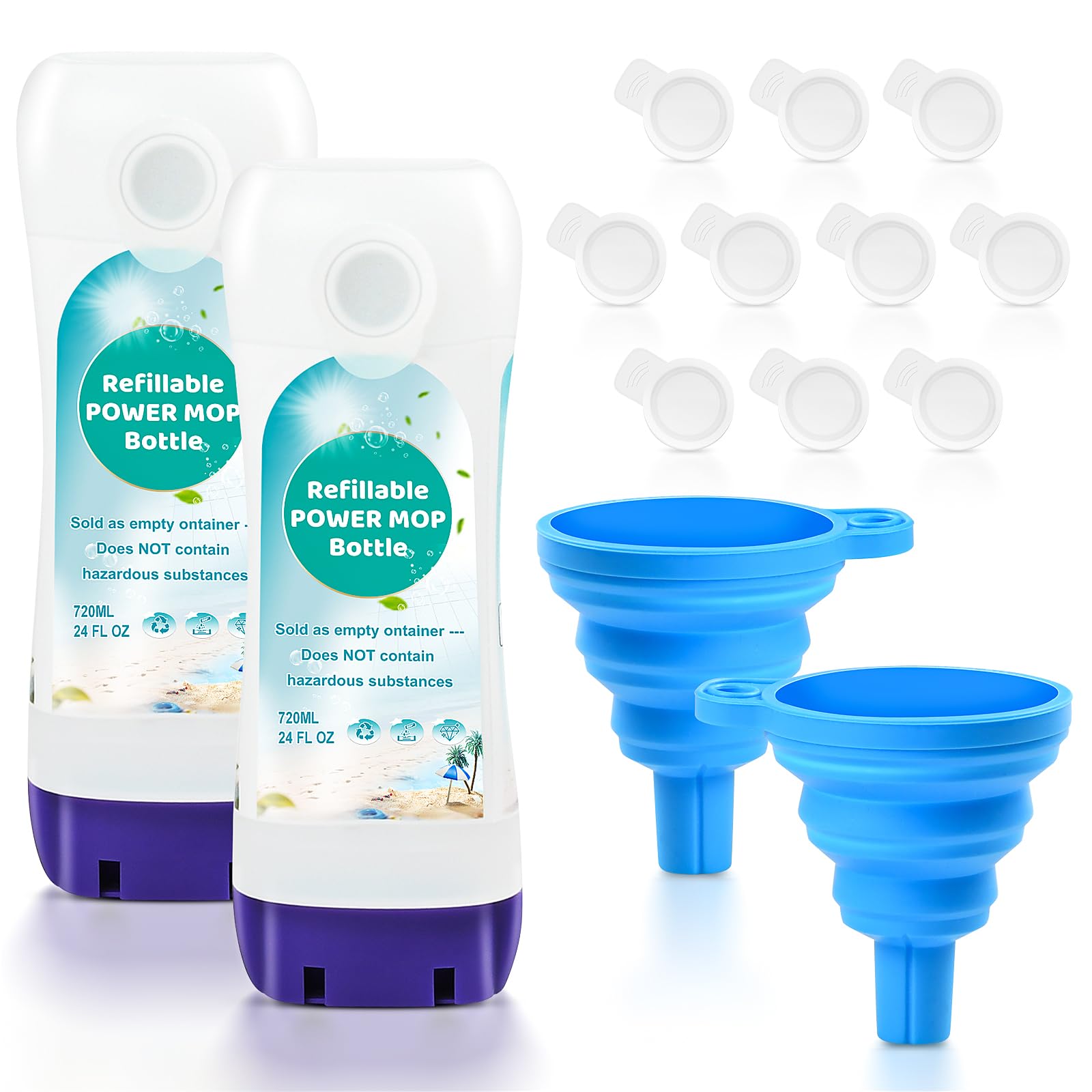 Photo 1 of ?Bisenkud 2 Pack Refillable Bottle for Swiffer® Power Mop™, 720ML / 24 FL.OZ Reusable Solution Container, Leak-Resistant Lock, Use Any Liquid Cleaner?