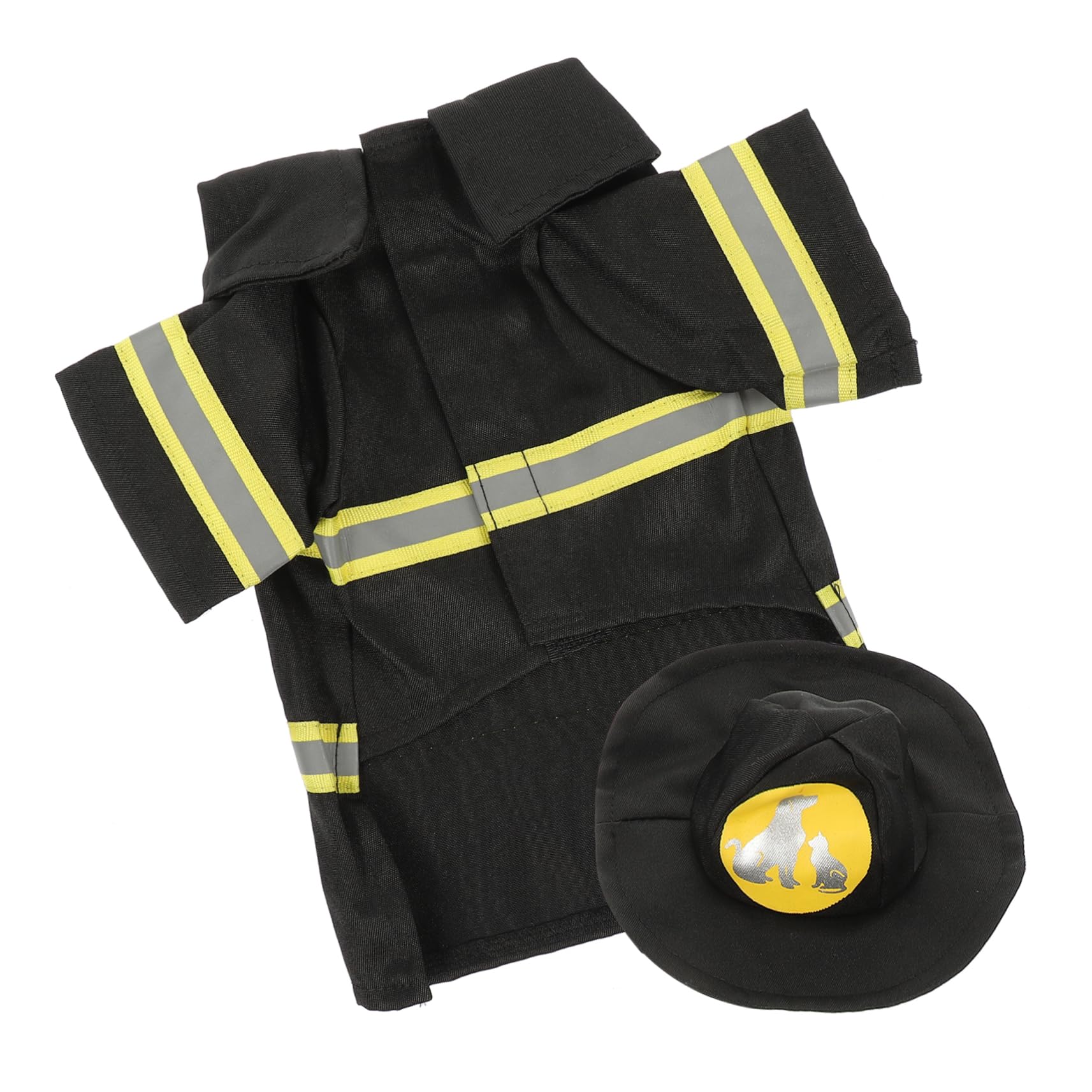 FRCOLOR Firefighter Uniform Shape Clothes Pet Dog Clothes Cotton Black Size S Decorative and Keep Warm Performance Costume for Pet Cat Puppy Party