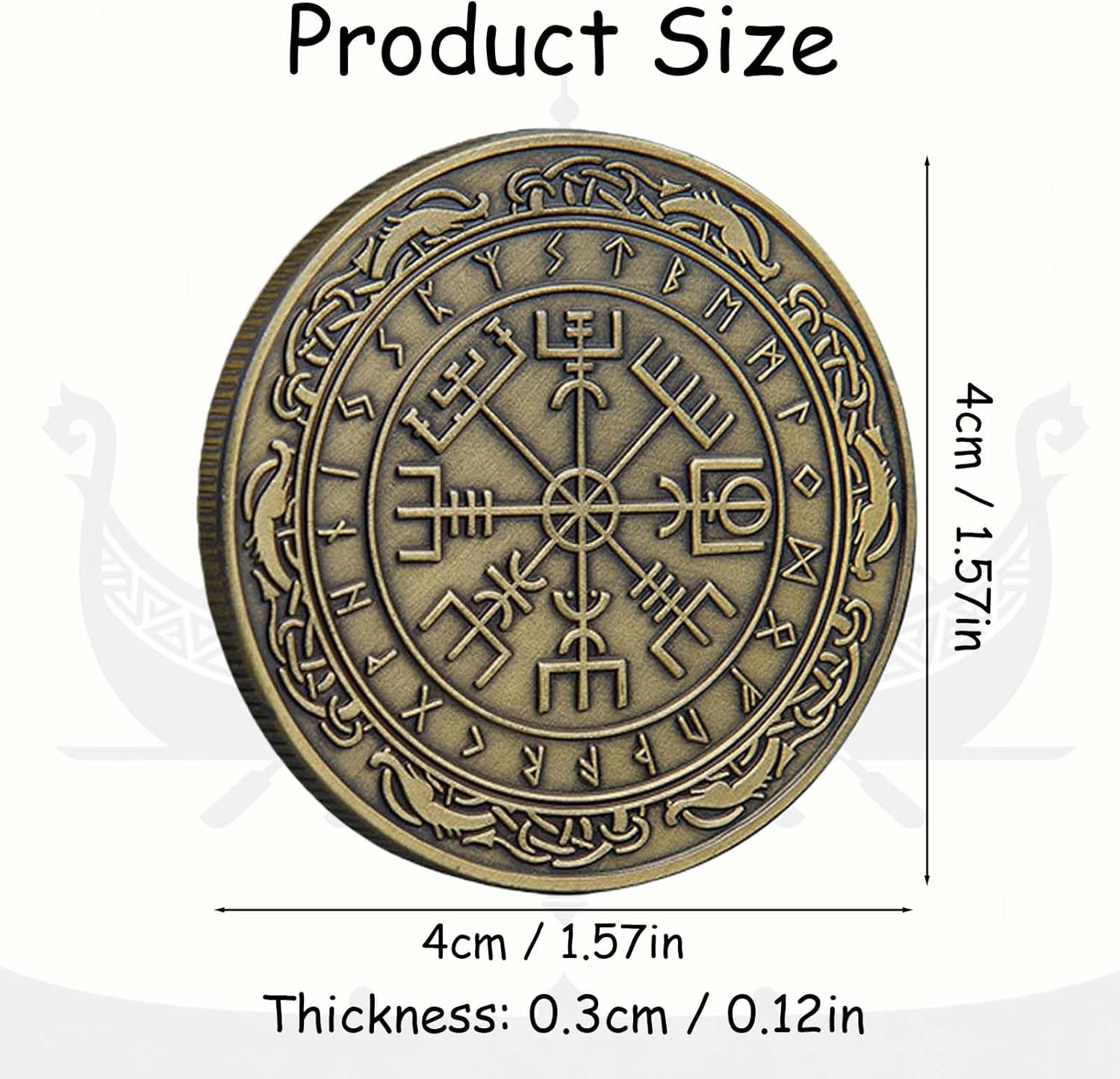 Viking Challenge Coin - Runic Compass Design, Unique Gifts for Nordic Mythology Enthusiasts