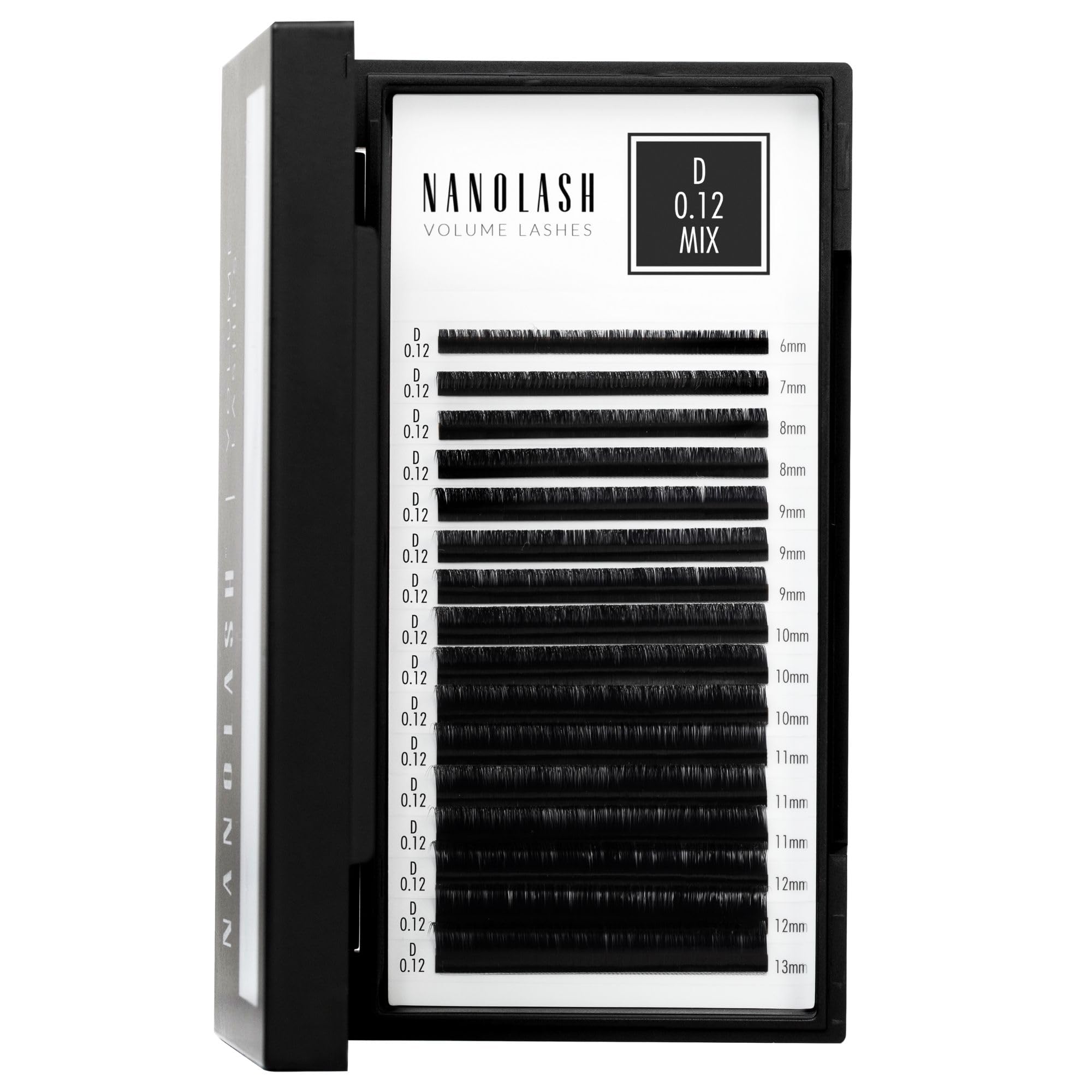 Nanolash Volume Lashes - false lashes for professional eyelash extensions, volume eyelash extensions (0.12 D, MIX 6-13mm)