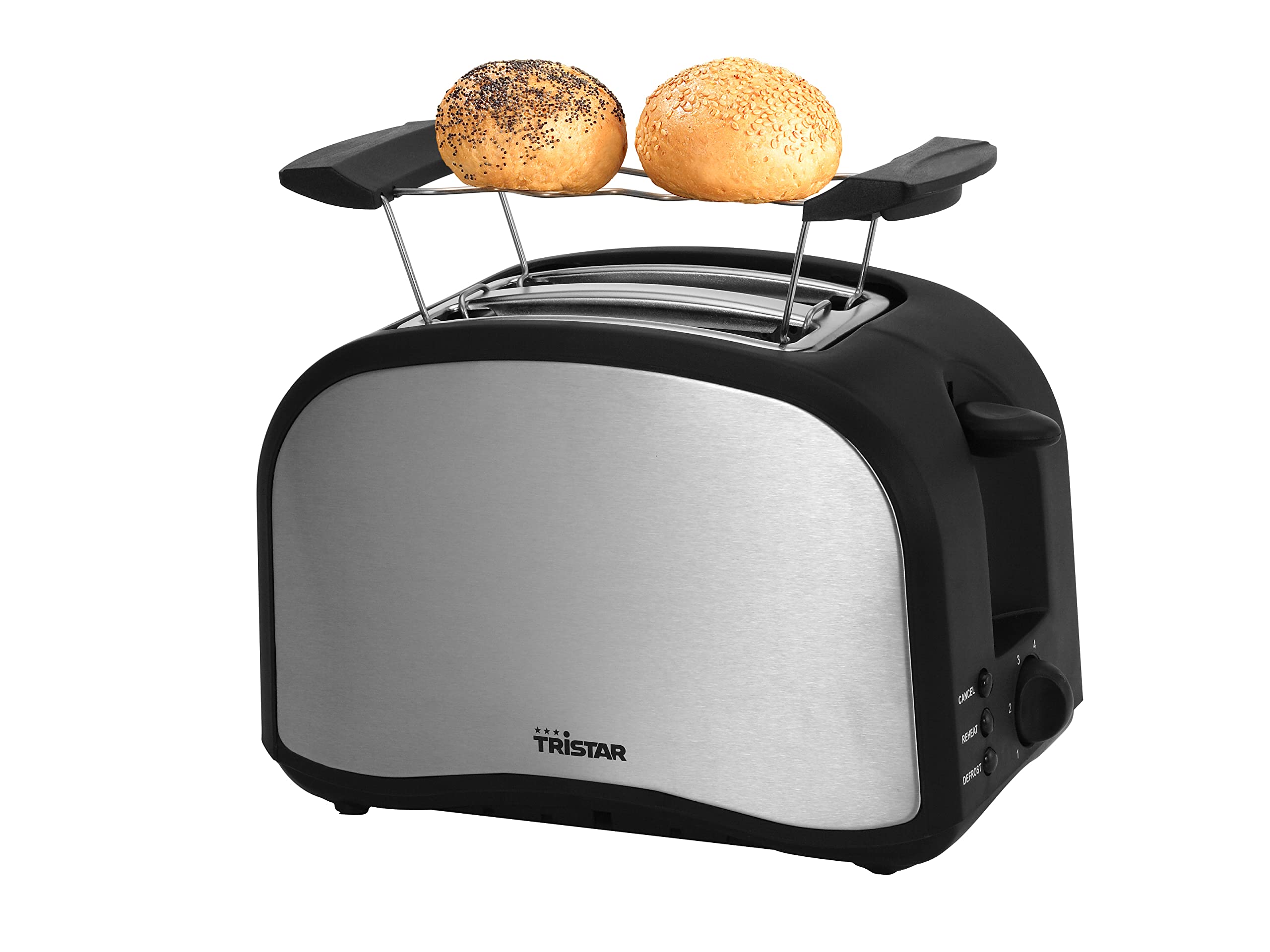 Tristar Br-1022 Tostadora con dos ranuras cortas, 6 niveles de tostado, bandeja recogemigas, función de descongelar, calentar y cancelar, expulsión automática, 800 W