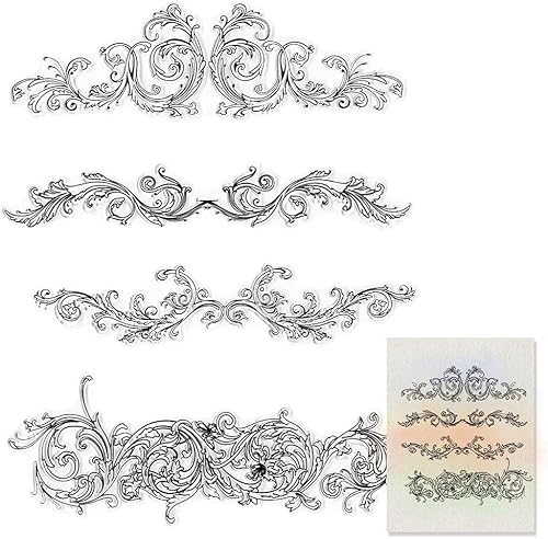 Sellos transparentes de encaje de flores para decoración de tarjetas, álbumes de recortes, marco de línea de cordones, sellos de goma transparente