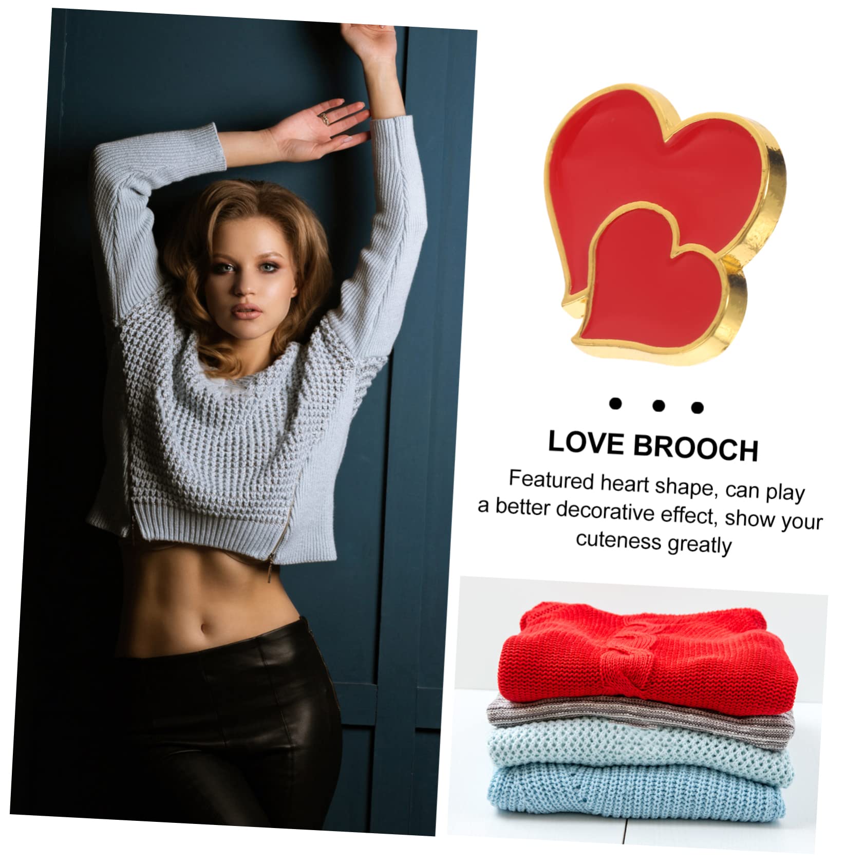 SHERCHPRY Doppelherzbrosche Catchring Für Den Jahrestag Girly Broschennadeln Für Herz Brosche Pins Für Frauen Herzbrosche Aus Metall Legierung Rot