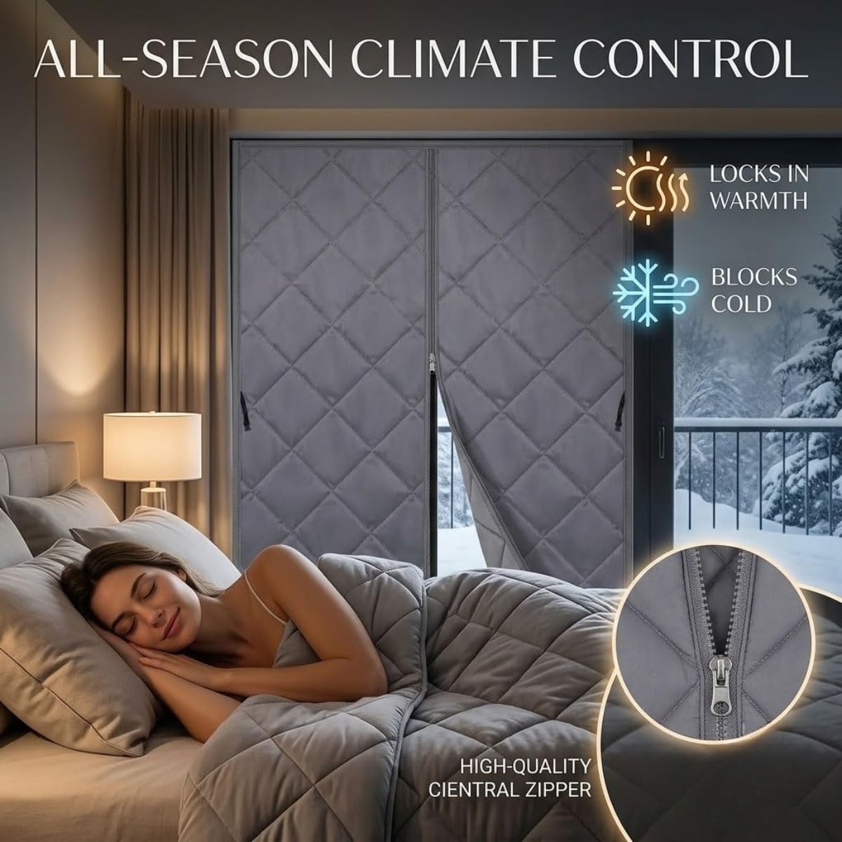 Blickdichter Blackout Thermovorhang Winter Reißverschlussversion