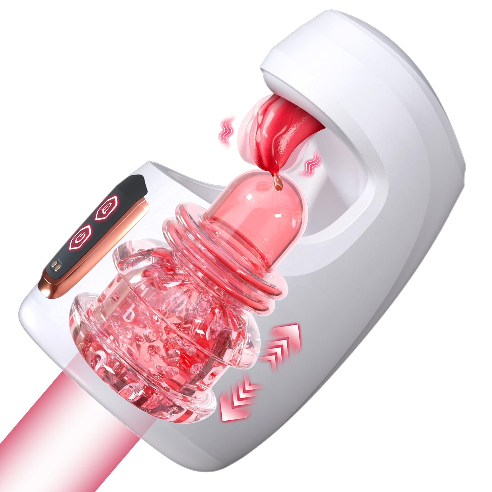Masturvatore per Uomo Pene Sex Toys - Masturbatore Uomo con 10 di Spinta e 10 Modalità di Leccata di Lingua Vibratoriper per Uomini Allenatore del Pene Maschile