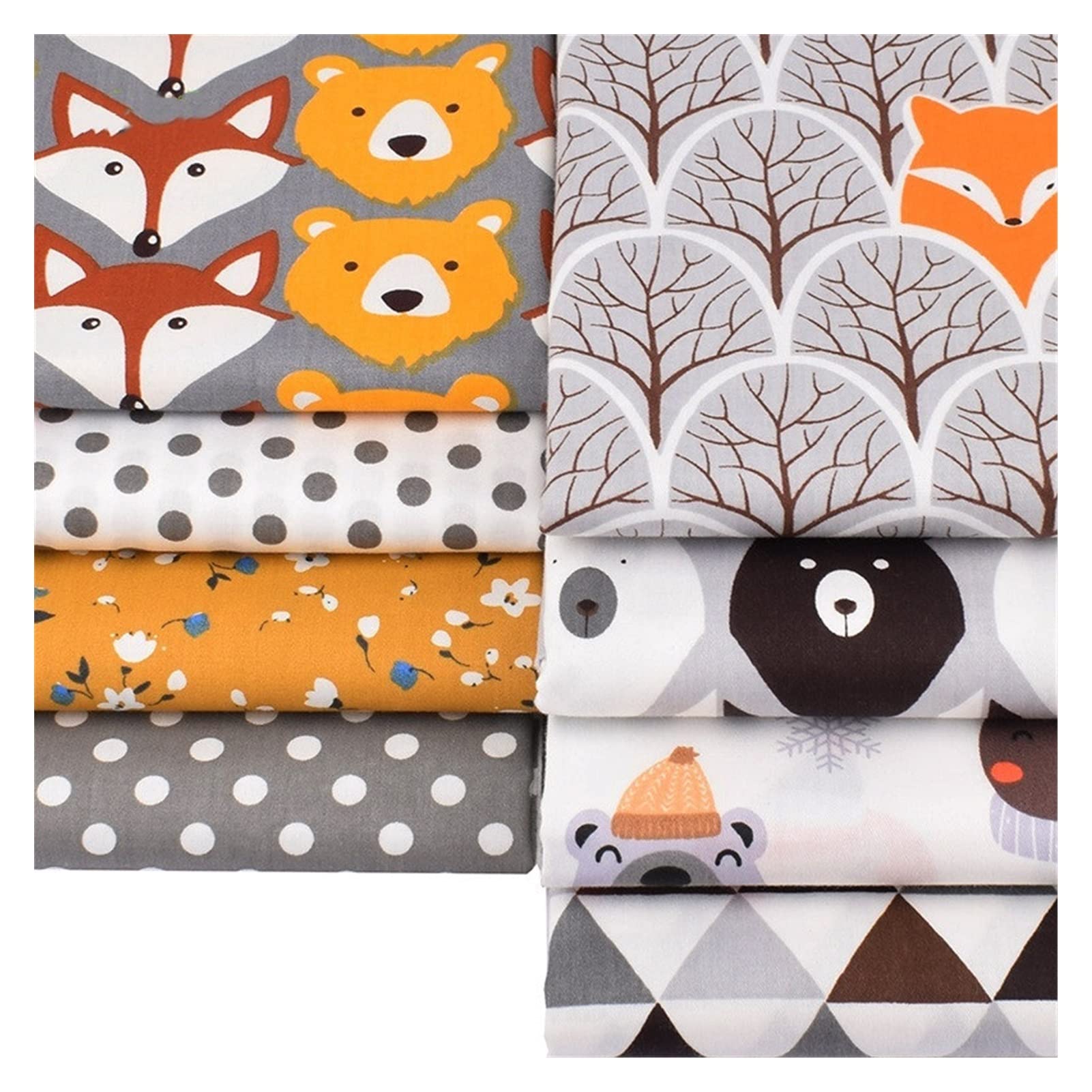8pcs/Lote, Serie de Animales de la Jungla, Tela de algodón de Sarga Impresa, Tela de Mosaico, Bricolaje Coser Material de Acolchado for y niño Telas