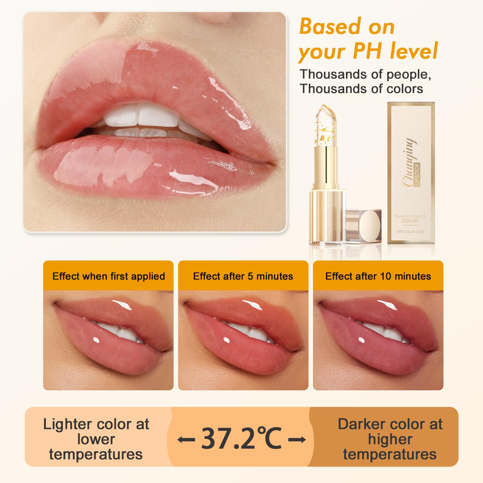 Transferproof Color Changing Lipstick with Gold Foil - Image 3