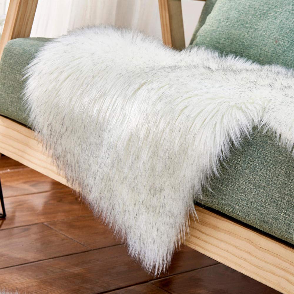 Peau de Mouton synthétique,Cozy Sensation comme véritable Laine Tapis en Fourrure synthétique, Fluffy Soft Longhair Décoratif Coussin de Chaise Canapé Natte Double Coeur 90 * 180cm