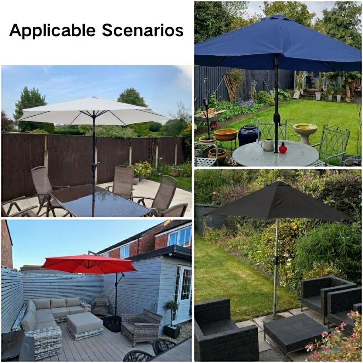 Zamienne Poszycie Parasola do Ogrodu na Patio przy Basenie, 2m 2.3m 2.7m 3.0m 4.0m Wodoodporny Pokrowiec na Parasol Plażowy z Ochroną UV, Zewnętrzna Osłona Przeciwsłoneczna
