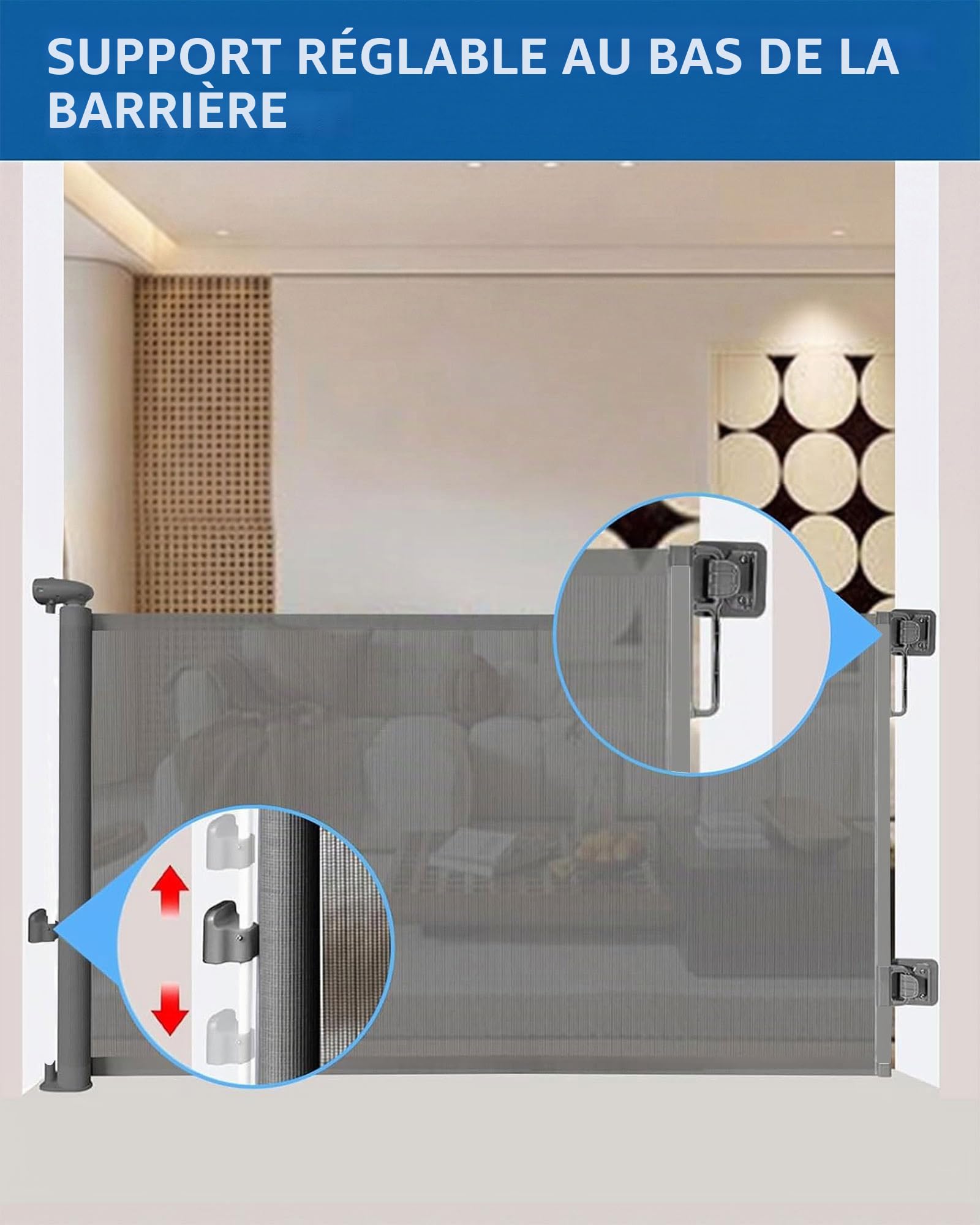 Huafly Barrière rétractable de 400 cm pour bébé, barrière extra large pour grandes ouvertures, barrières pour enfants, barrières de sécurité, barrière extra longue pour chien sur portes, escaliers