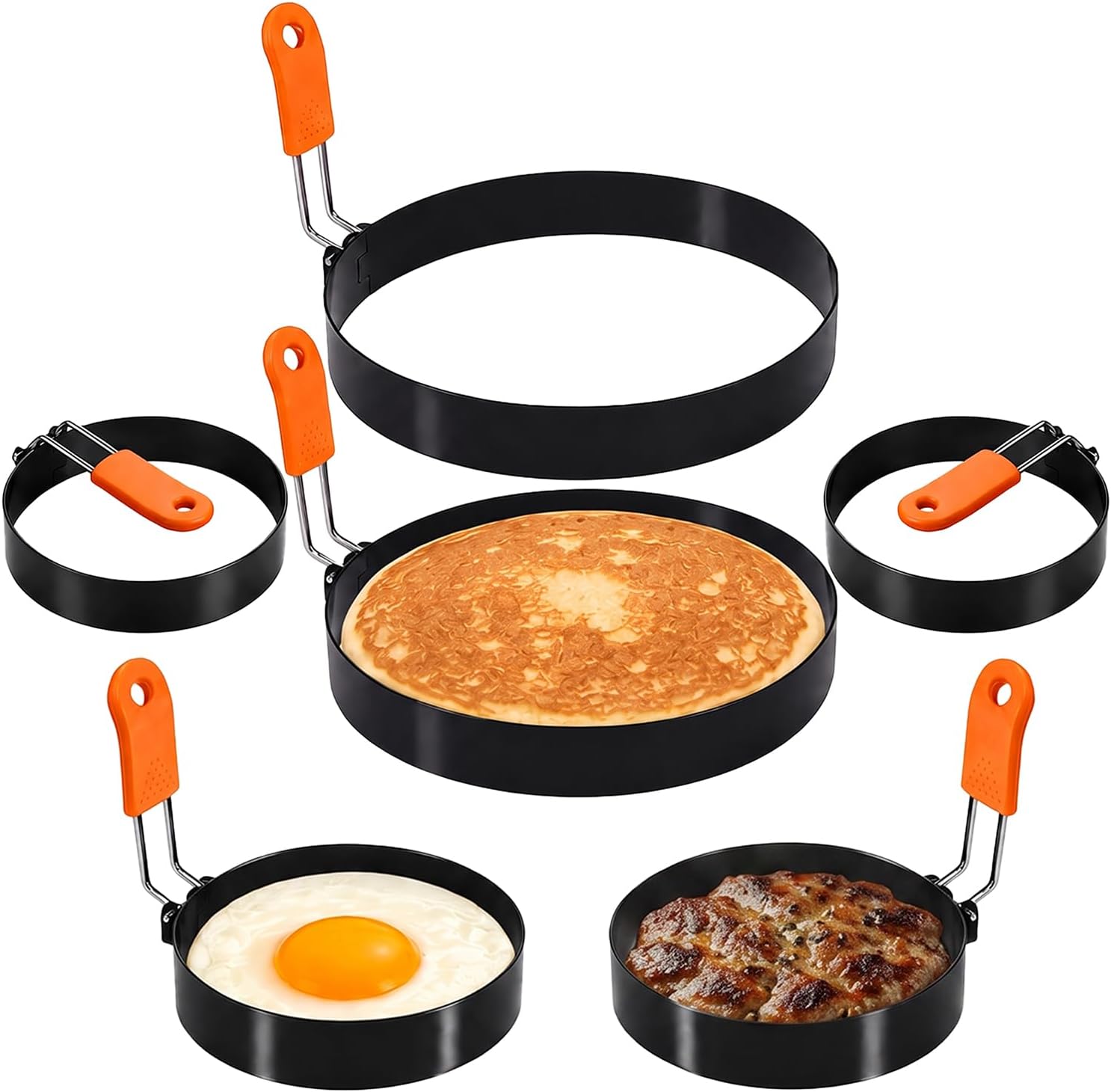 Egg Rings for Griddle, 6-Piece Set, 3.5-Inch and 6-Inch Sizes