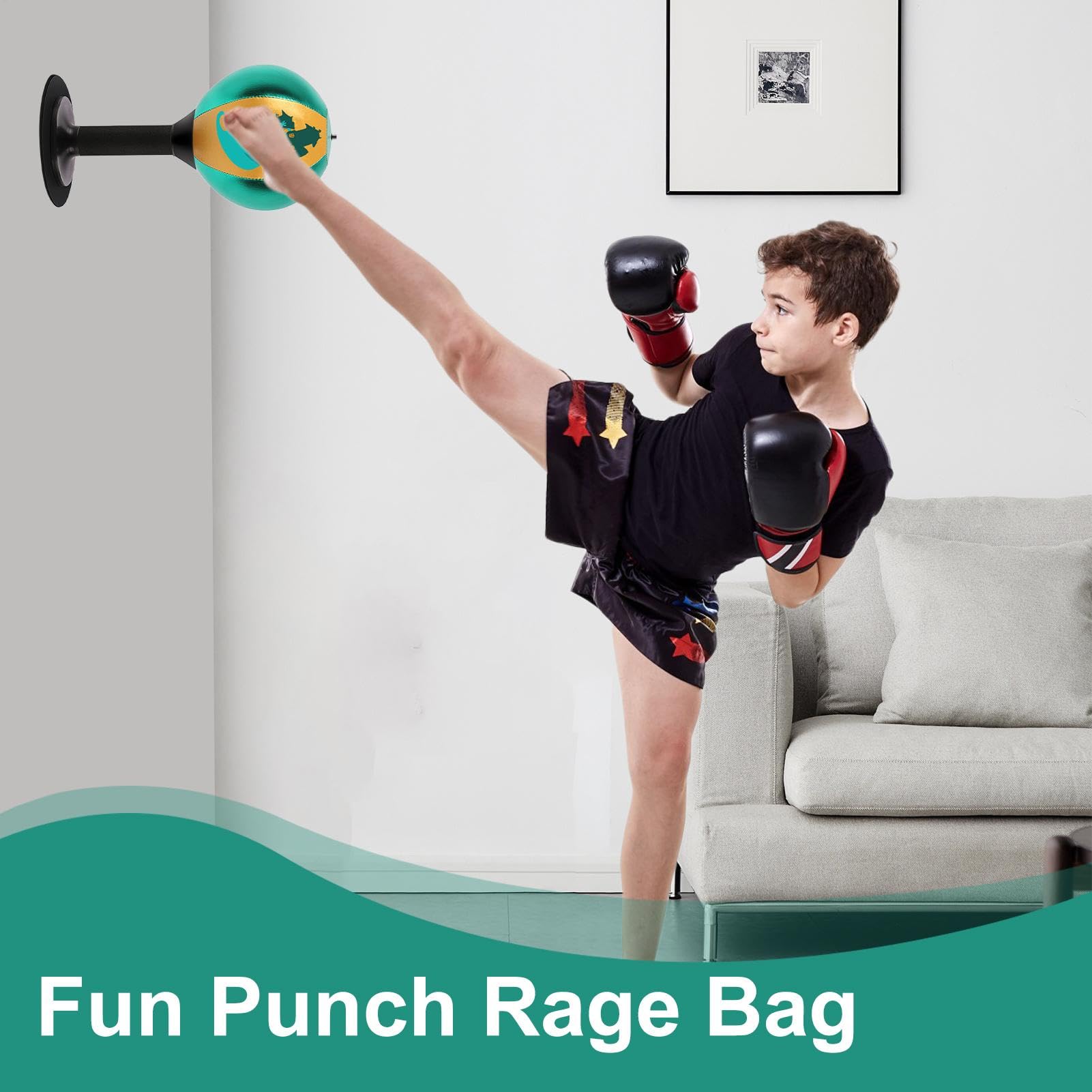 Saco de Boxeo Rage, Saco de Boxeo de Escritorio | Linda Bolsa de Velocidad con Ventosa de Mesa,Juguetes Divertidos para Equipos de Boxeo, Juguetes portátiles de relajación de Boxeo para niño