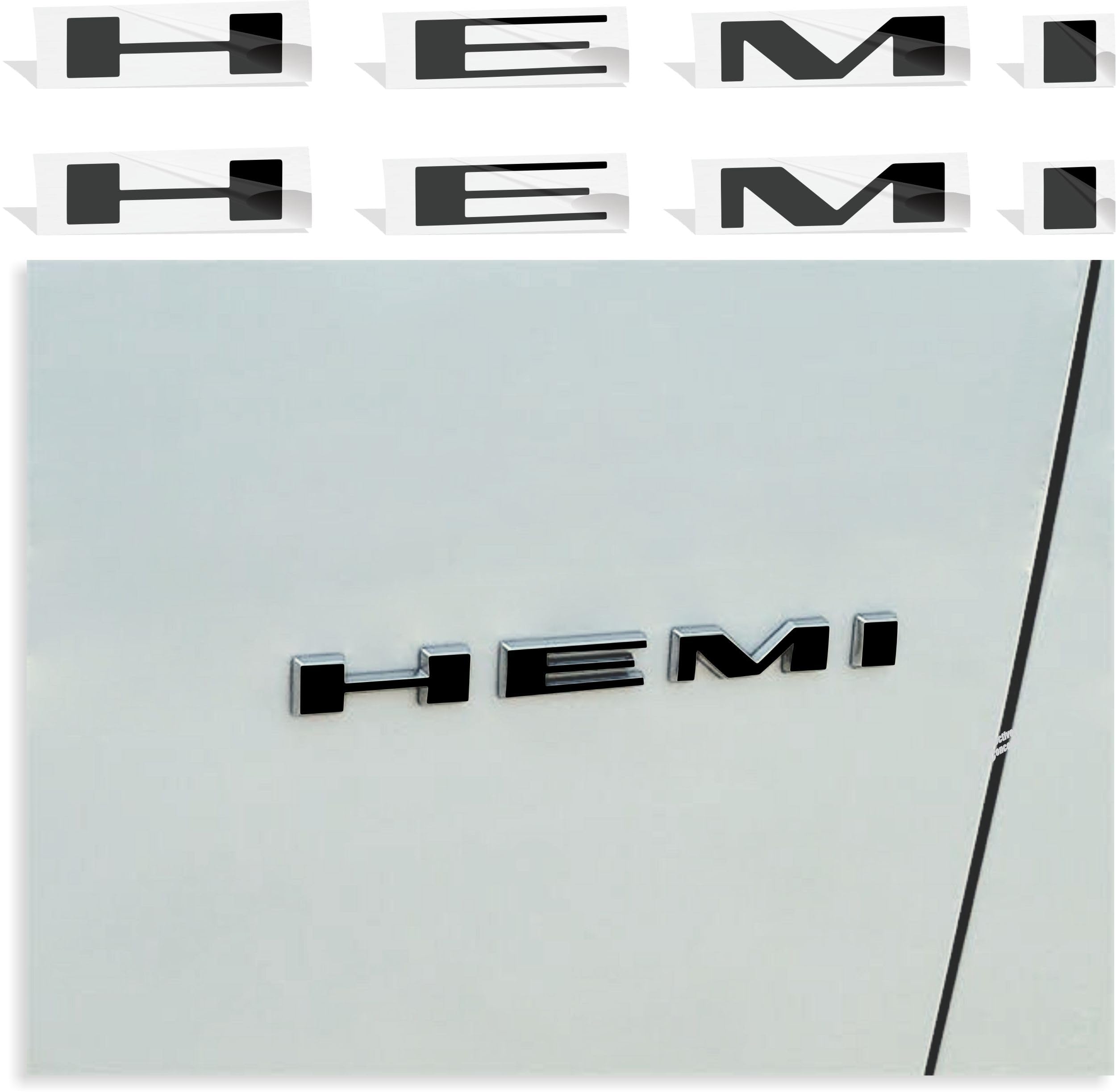 Reflective Concepts HEMI Fender Emblem Overlay Decal Stickers for 2020-2024 Durango R/T - (Color: Gloss Black)