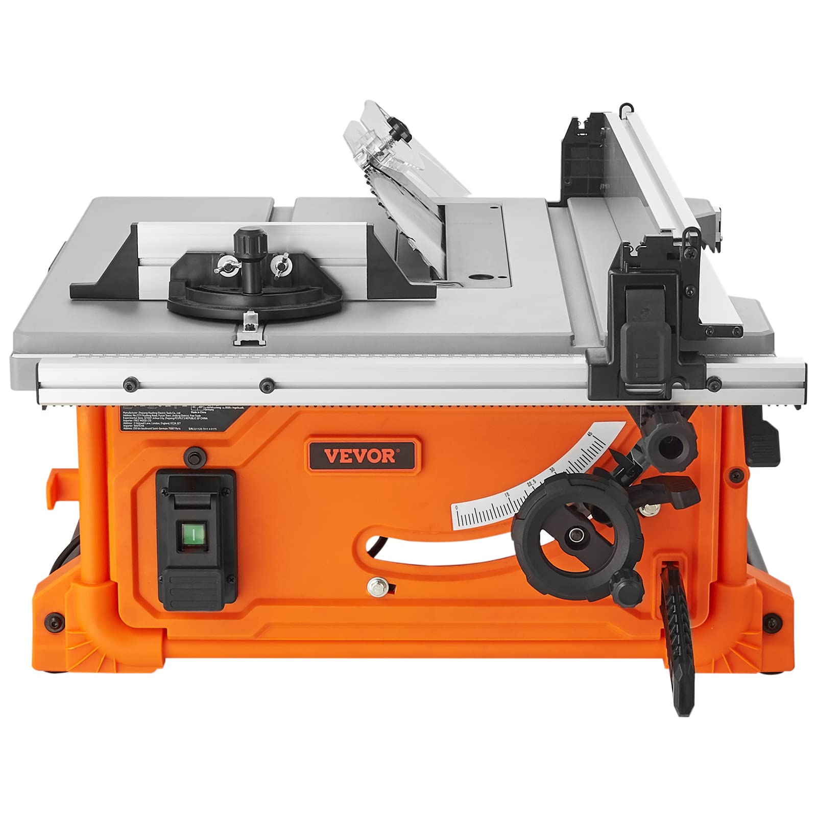 VEVOR Troncatrice Circolare per Legno da Banco con Lama 1800W / 8A per Lavorazione in Officina Garage, 4400 giri/min Angolo Taglio Regolabile -60˚-+60˚ Capacità di strappo 62,5cm