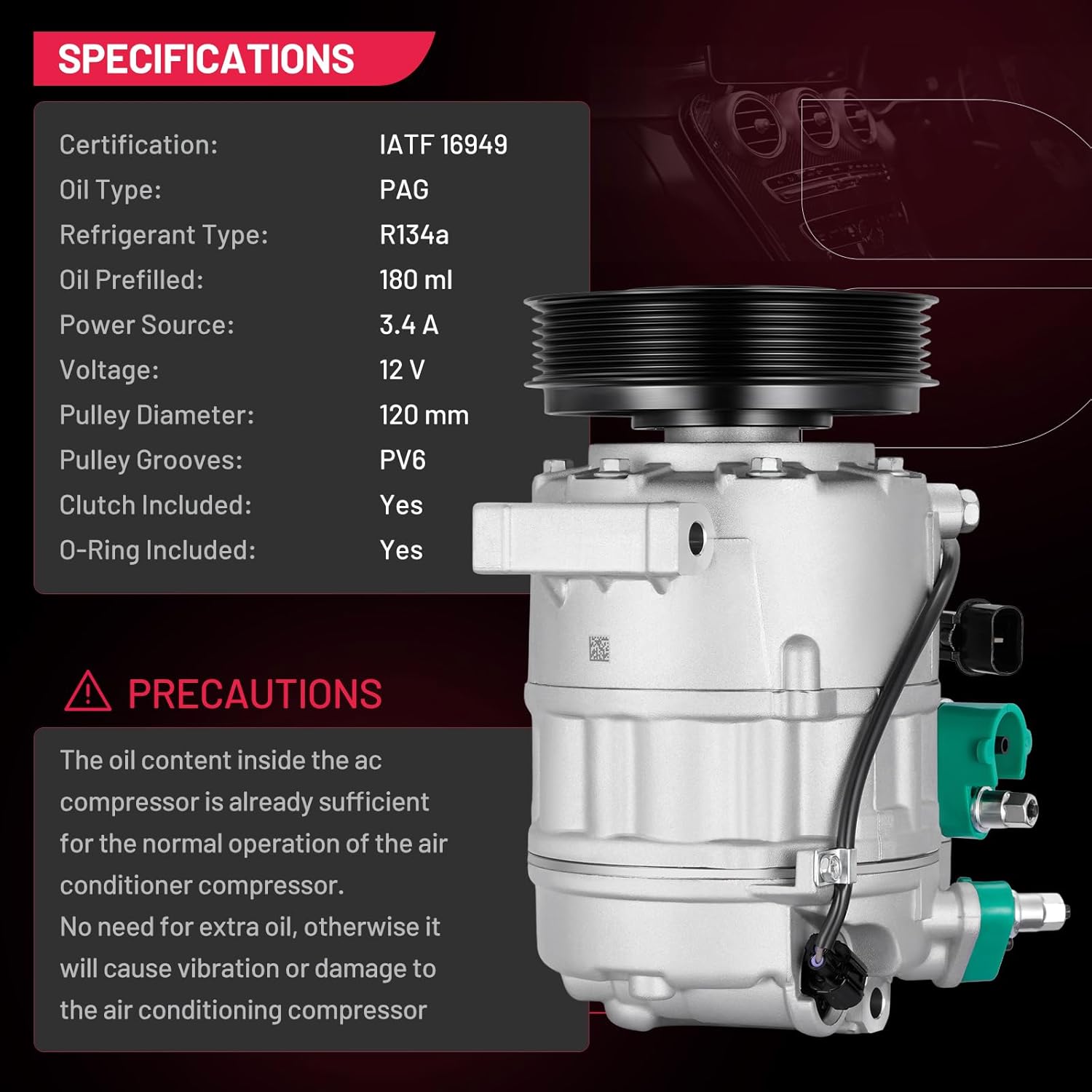 BDFHYK 178315 Air Conditioning A/C Compressor with Clutch Compatible with Hyundai Equus V8 5.0L 2011-2013, Genesis V8 4.6L 2009-2012