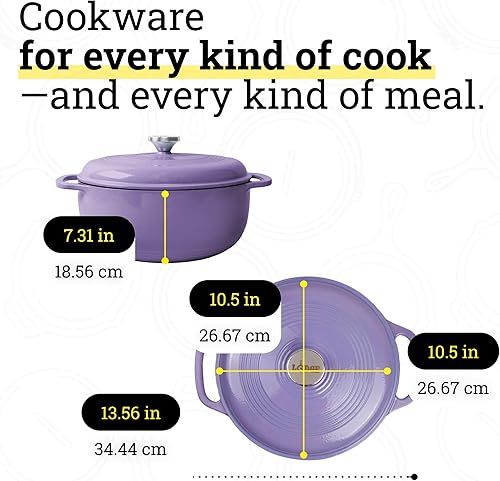 Miniatura 5 de Lodge - Horno holandés esmaltado, 6 cuartos de galón, color lila