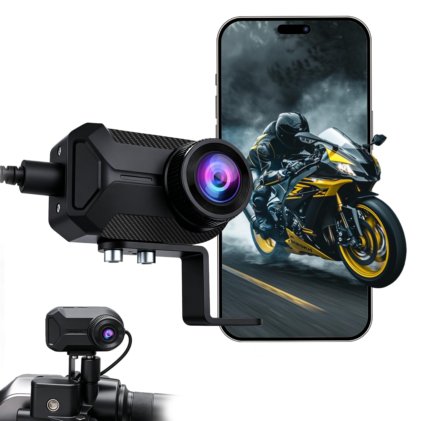 OBEST Mini Dashcam para Moto 1080P Cámara, Gran Angular de 120°-150°, IP67