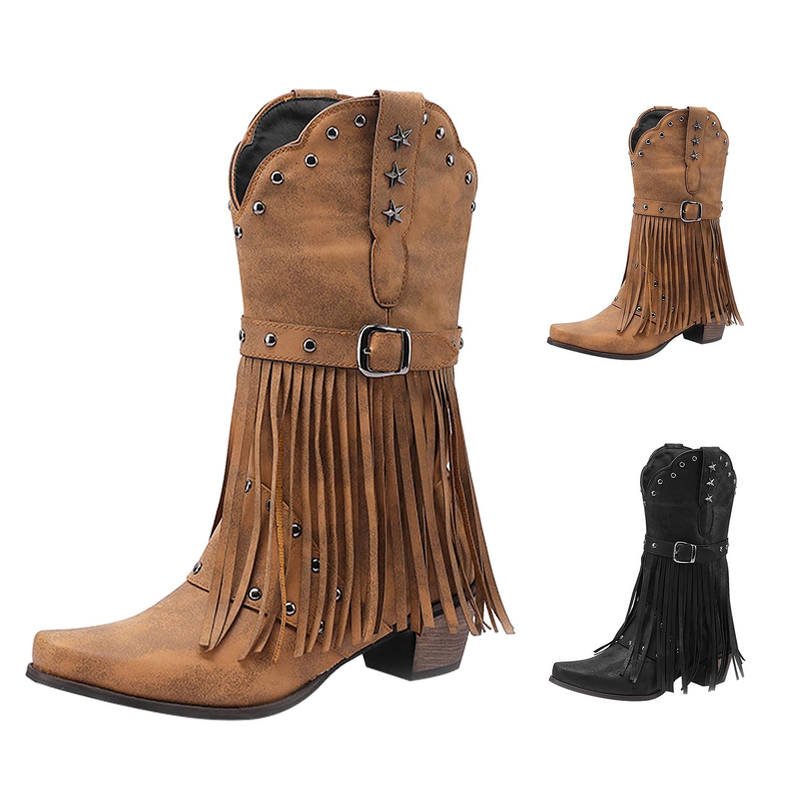 Stivali da Pioggia Donna Moda Lunghi con Cerniera Laterale E Lacci con Motivo Stampato Giardino Impermeabili Stivali Western Generisch Stivaletti da in Pelle Antiscivolo Invernali Scarpe da