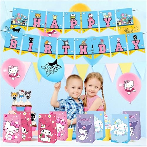 Miniatura 6 de 12 bolsas de regalo de recuerdos de fiesta de gatito Kuromi and My Melody suministros de fiesta de cumpleaños para decoraciones de cumpleaños de