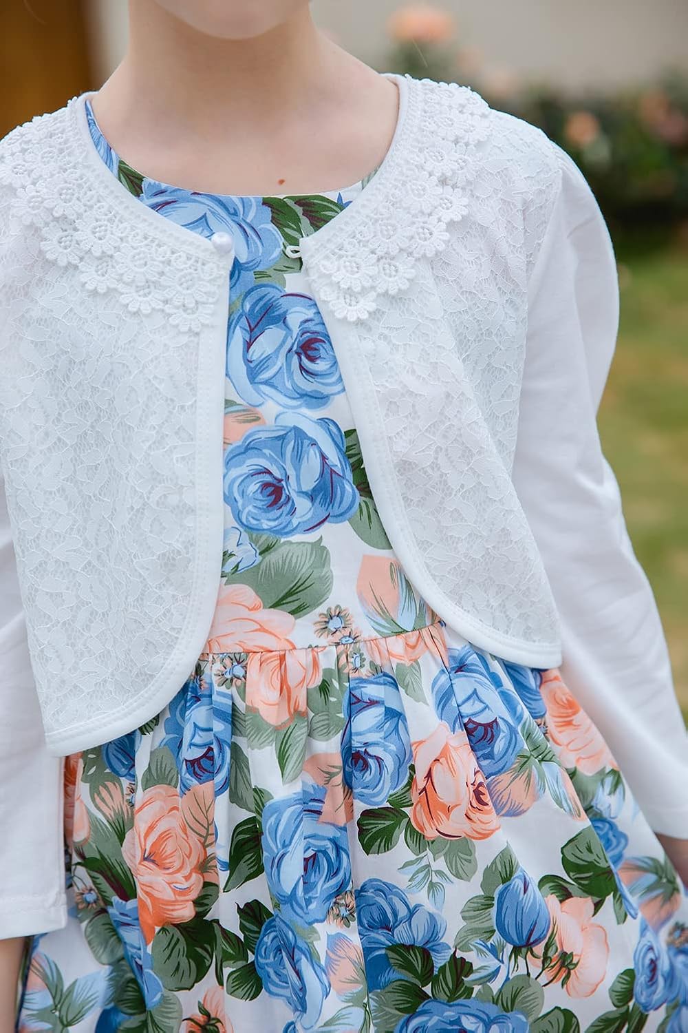 SMILING PINKER Little Girls' Long Sleeve Lace Bolero Cardigan Shrug - Image 6