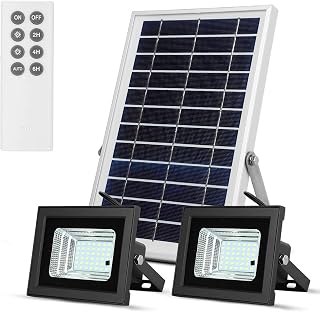 Solar Flood Lights Led Lights Remote Solar Lights Stay on Solar Security Light with 6W 800 LM Dual 42 LEDs IP65 Waterproof Outdoor Solar Lights for Fence,Yard,Garden,Pool,Street,Lawn,Flag Pole