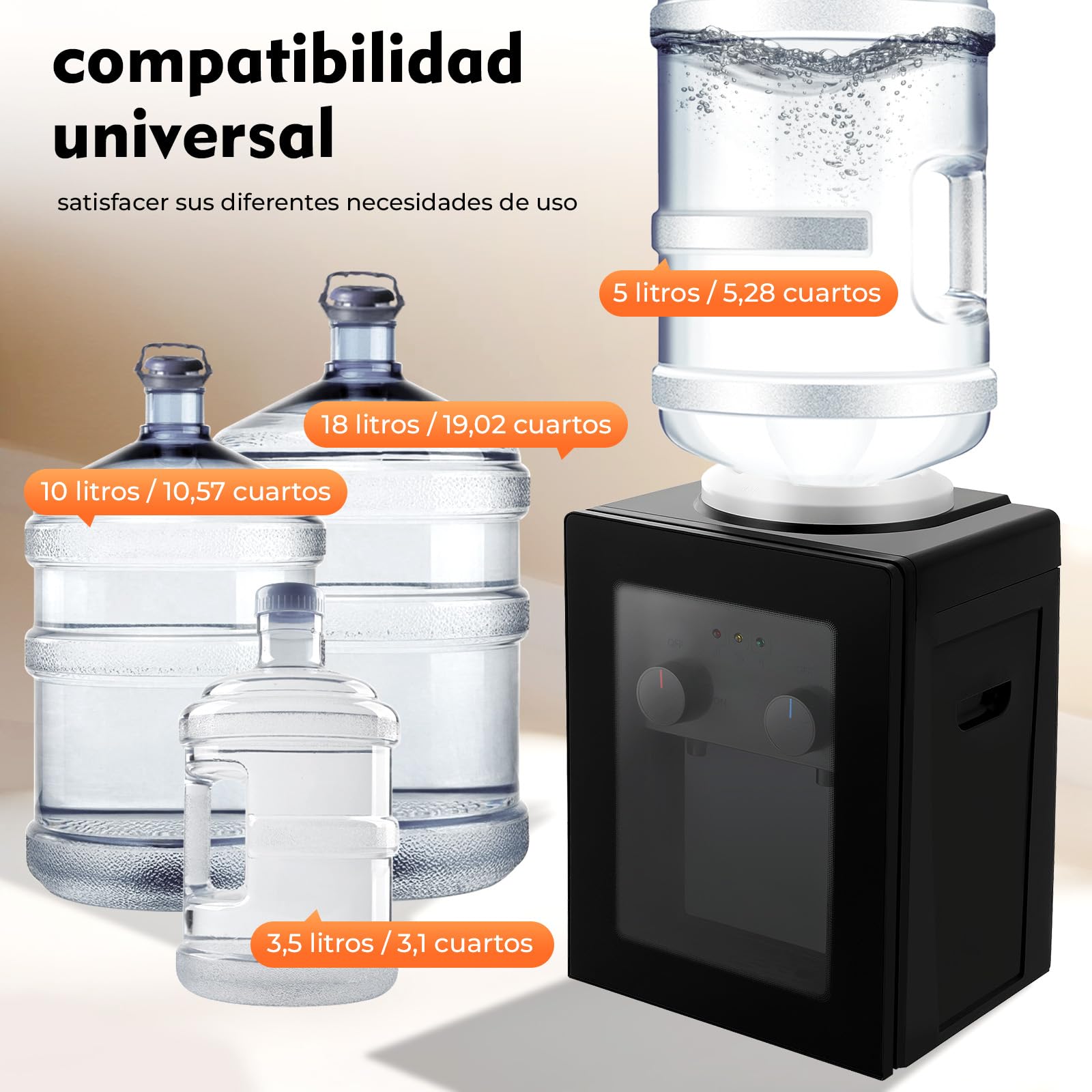 Distributore d'acqua Elettrico Da Scrivania, Fontana Ad Acqua Calda E Fredda, Scalda-Acqua Rapido 550W INOX, Raffreddatore Portatile 8-95°C, Macchina Per Bevande per Casa, Mini Dimensione 27x23x37cm