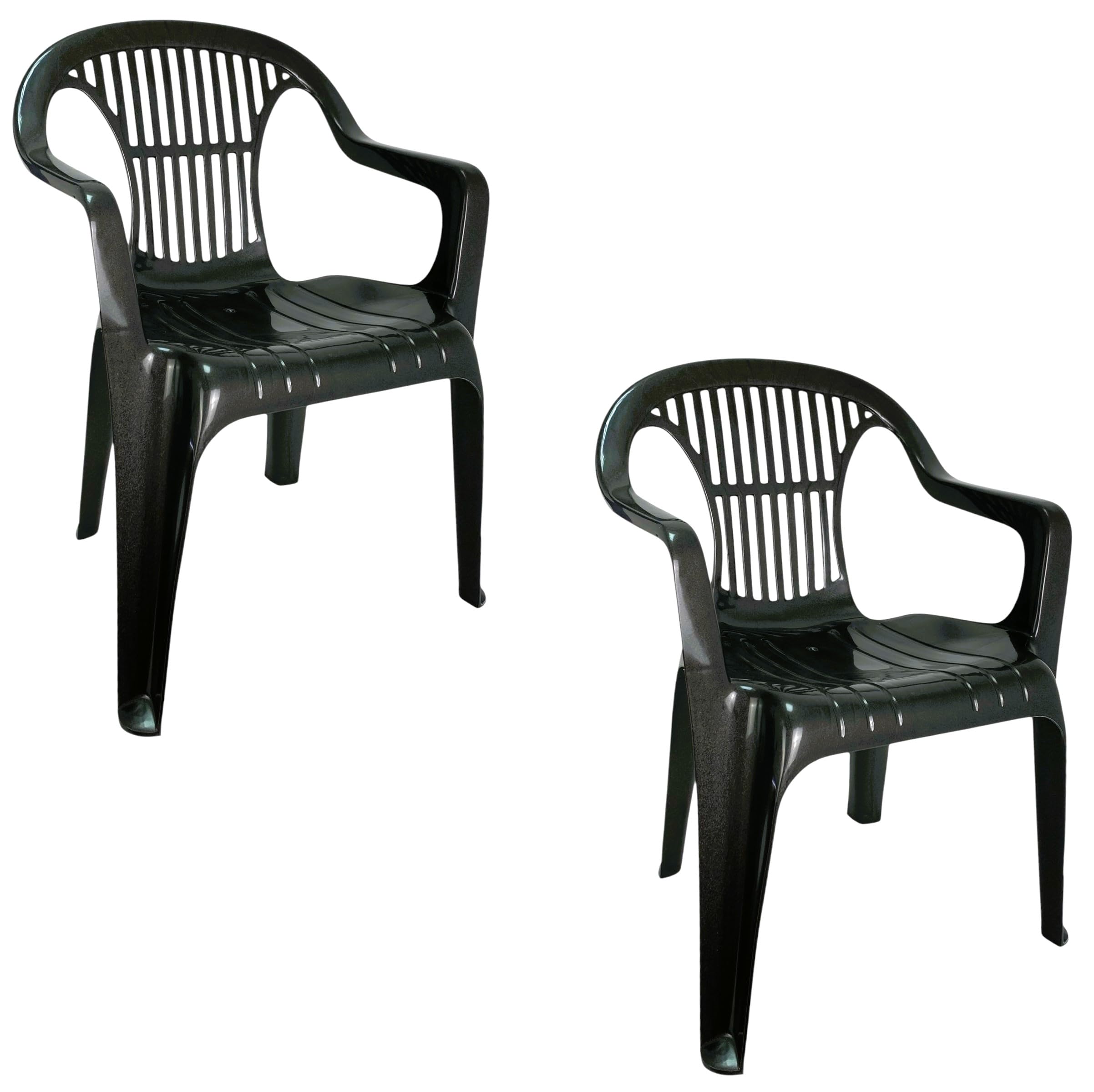 Set de Sillas plasticas para Terraza, Jardín, Patio, Playa, Camping, apilables (2X Gris Antracita)